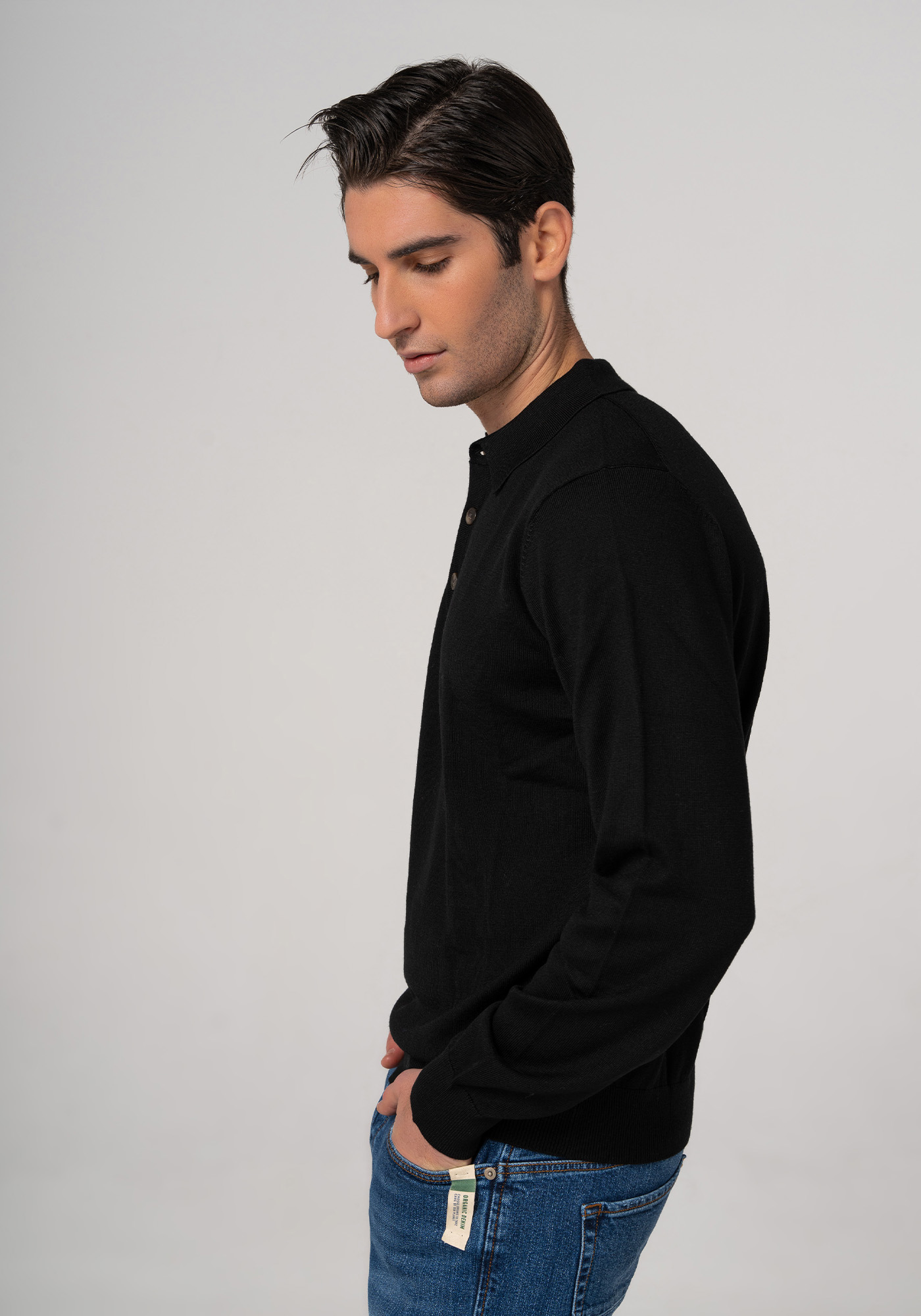 Polo μπλούζα σε κανονική γραμμή - 1220 854 995 Black φωτογραφία
