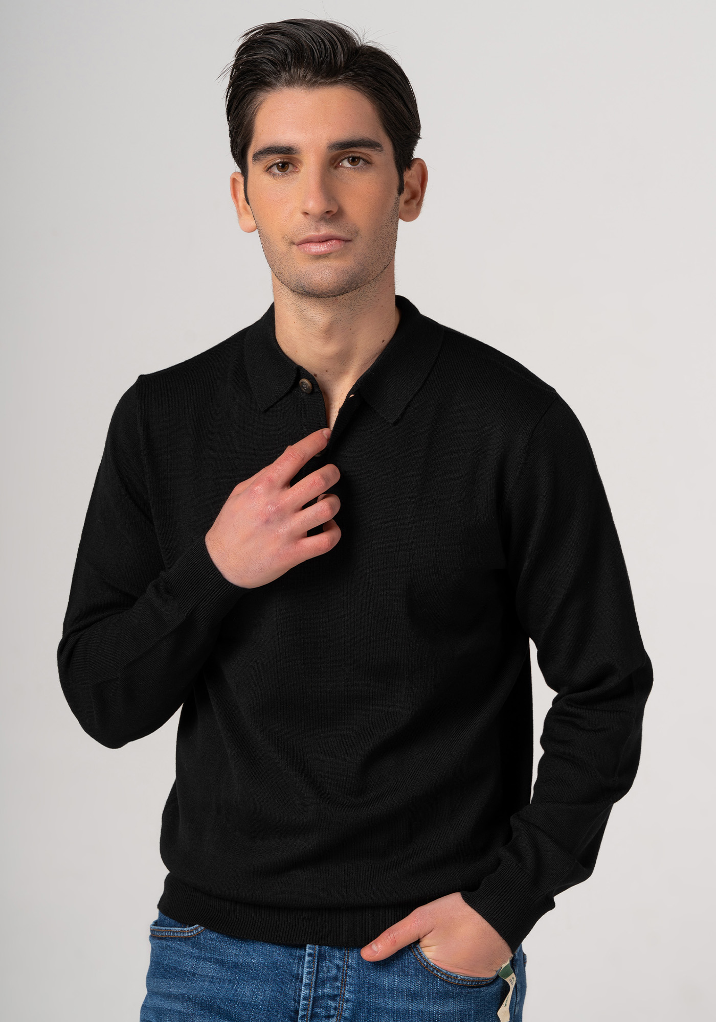 Fynch Hatton Polo μπλούζα σε κανονική γραμμή - 1220 854 995 Black