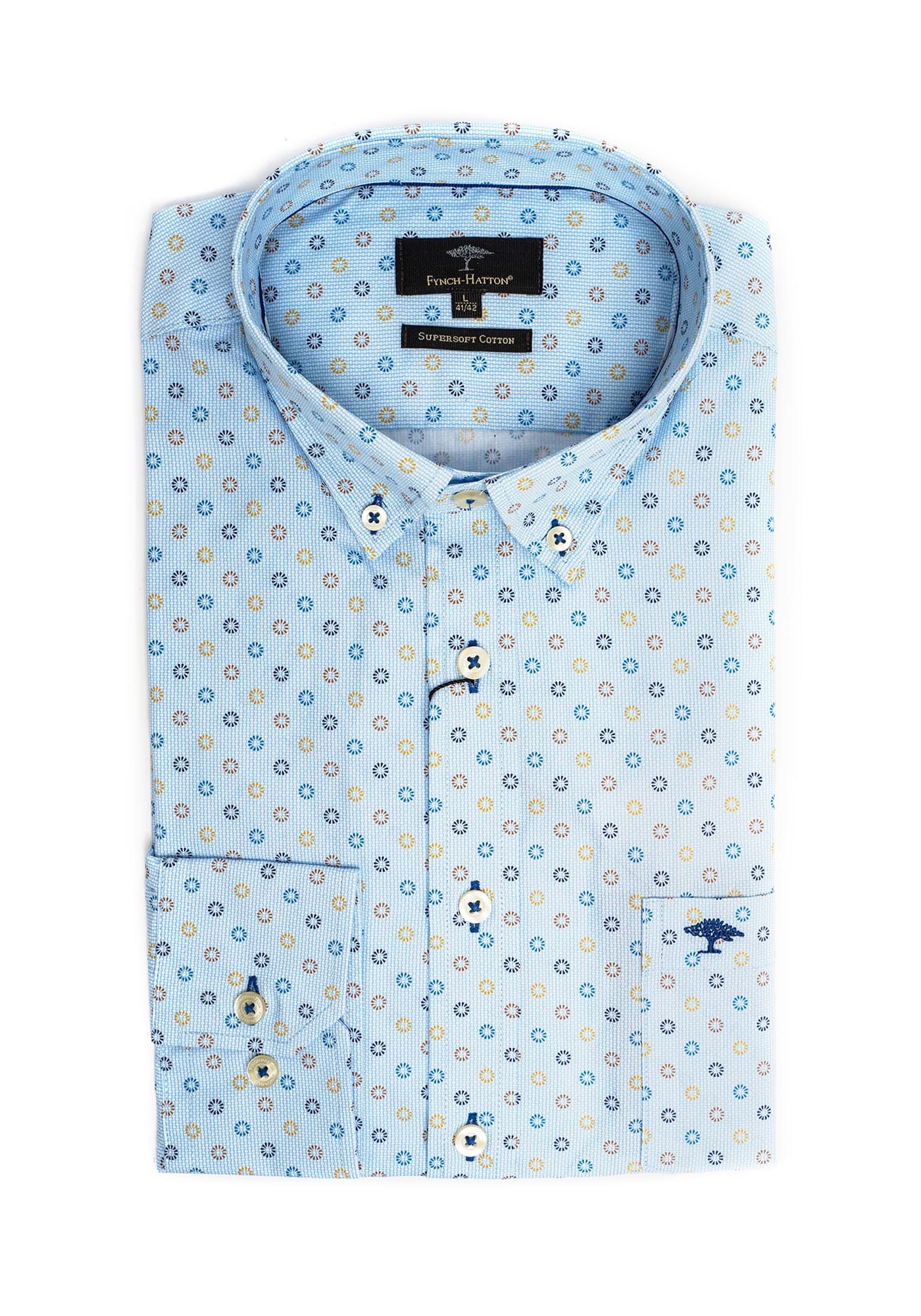 Fynch Hatton Fynch Hatton Πουκάμισο της σειράς Supersoft Cotton - 1221 9020 9020 Earth Blue