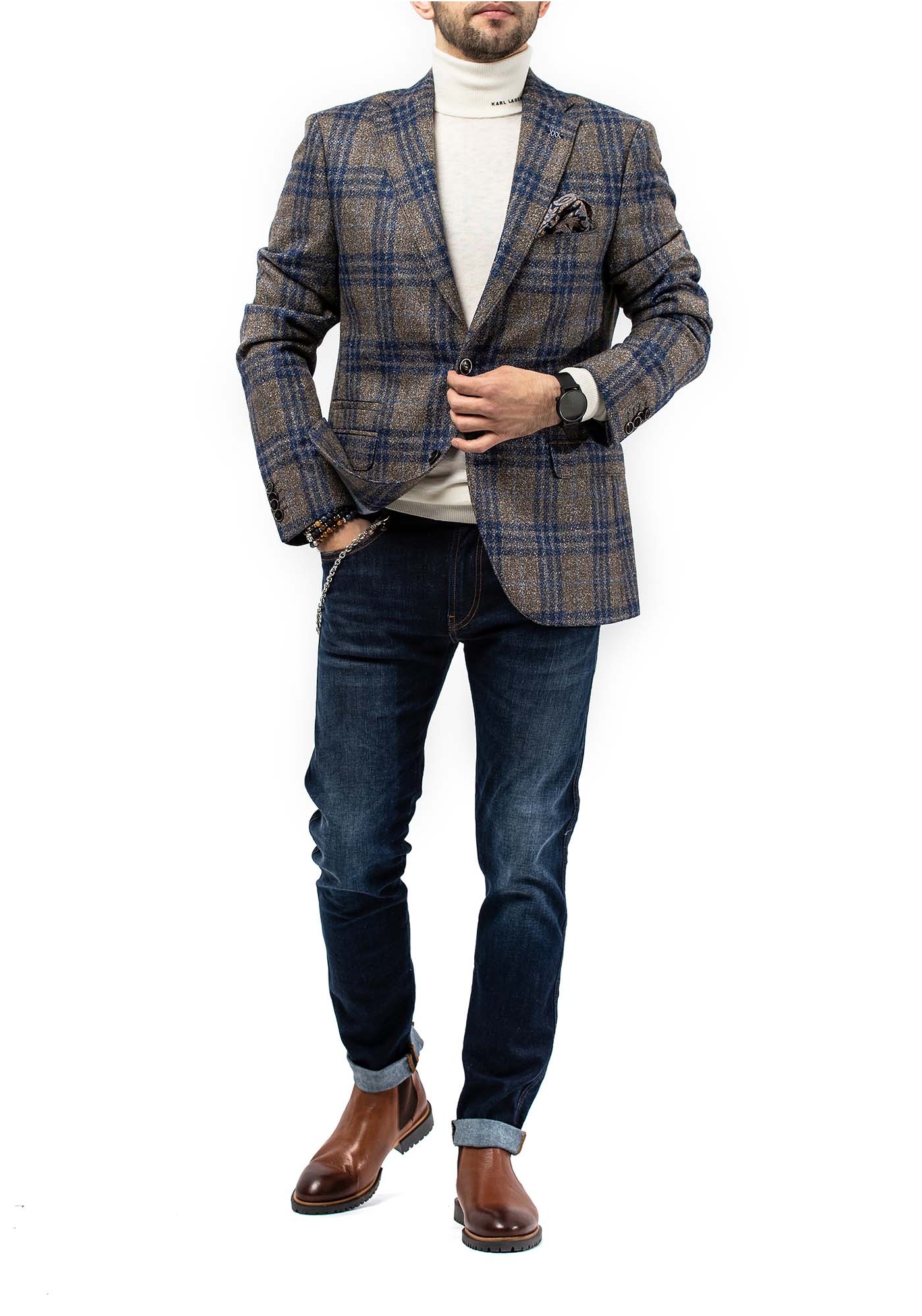 Fragosto Fragosto Blazer Check 3454 - 003 Blue/Brown