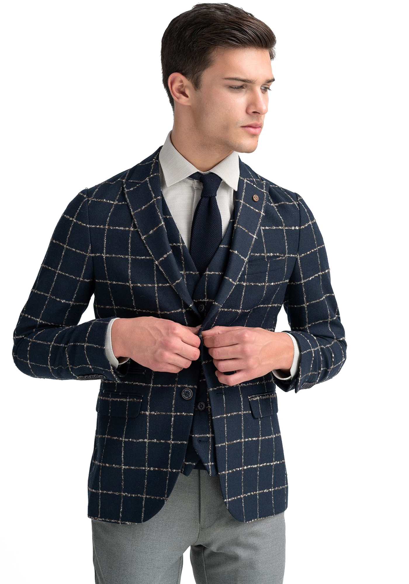 Monte Napoleone Σακάκι της σειράς Interfit - 202 71 7270 7307 005 Navy Check
