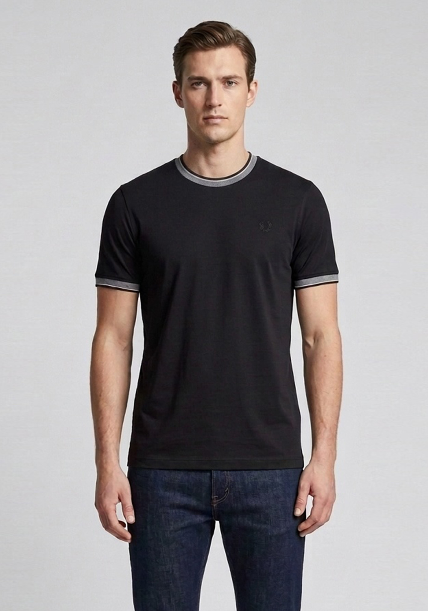 Bugatti T Shirt Contrast - 8350 15091E 290 Black