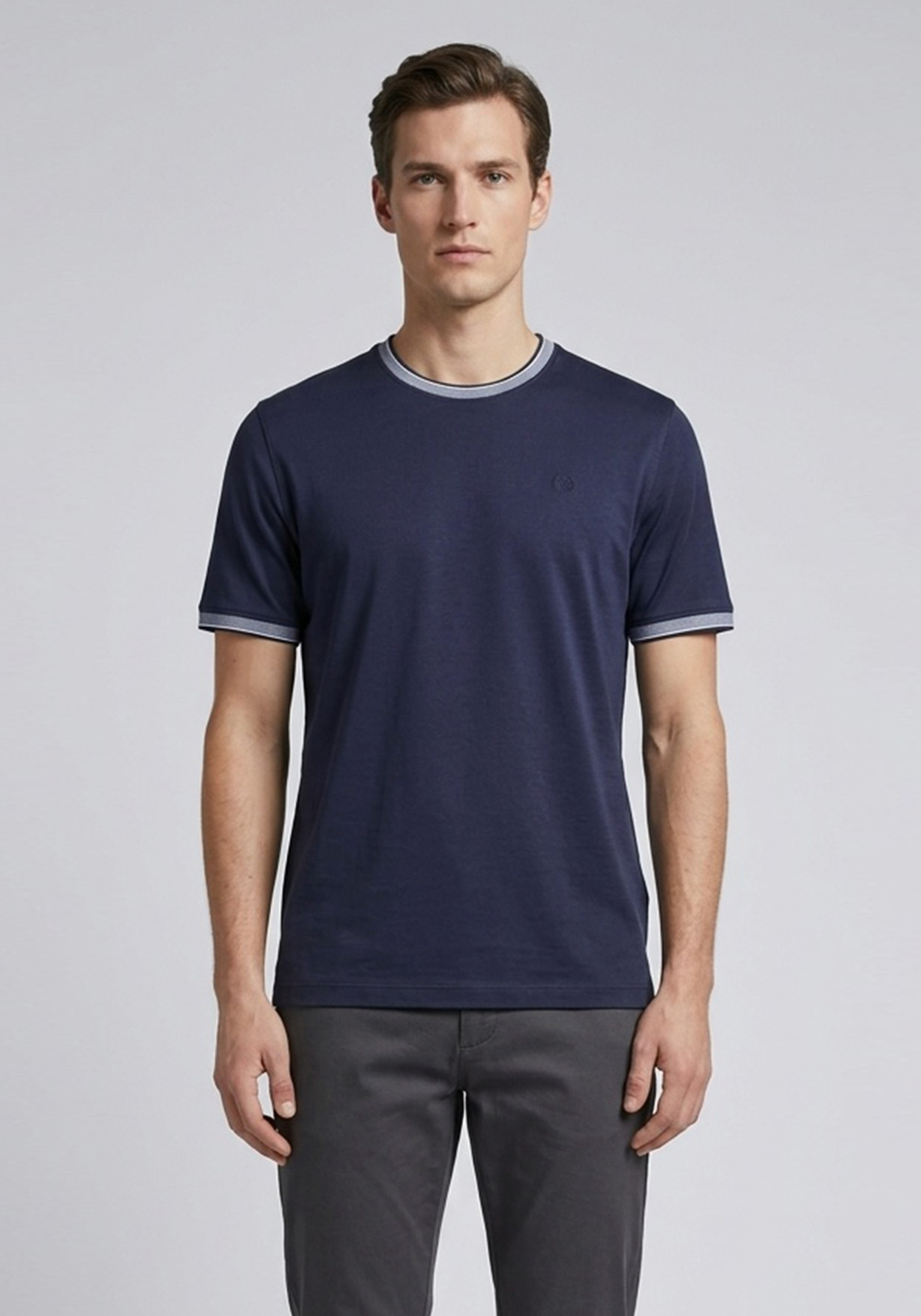 Bugatti T Shirt Contrast - 8350 15091E 390 Blue