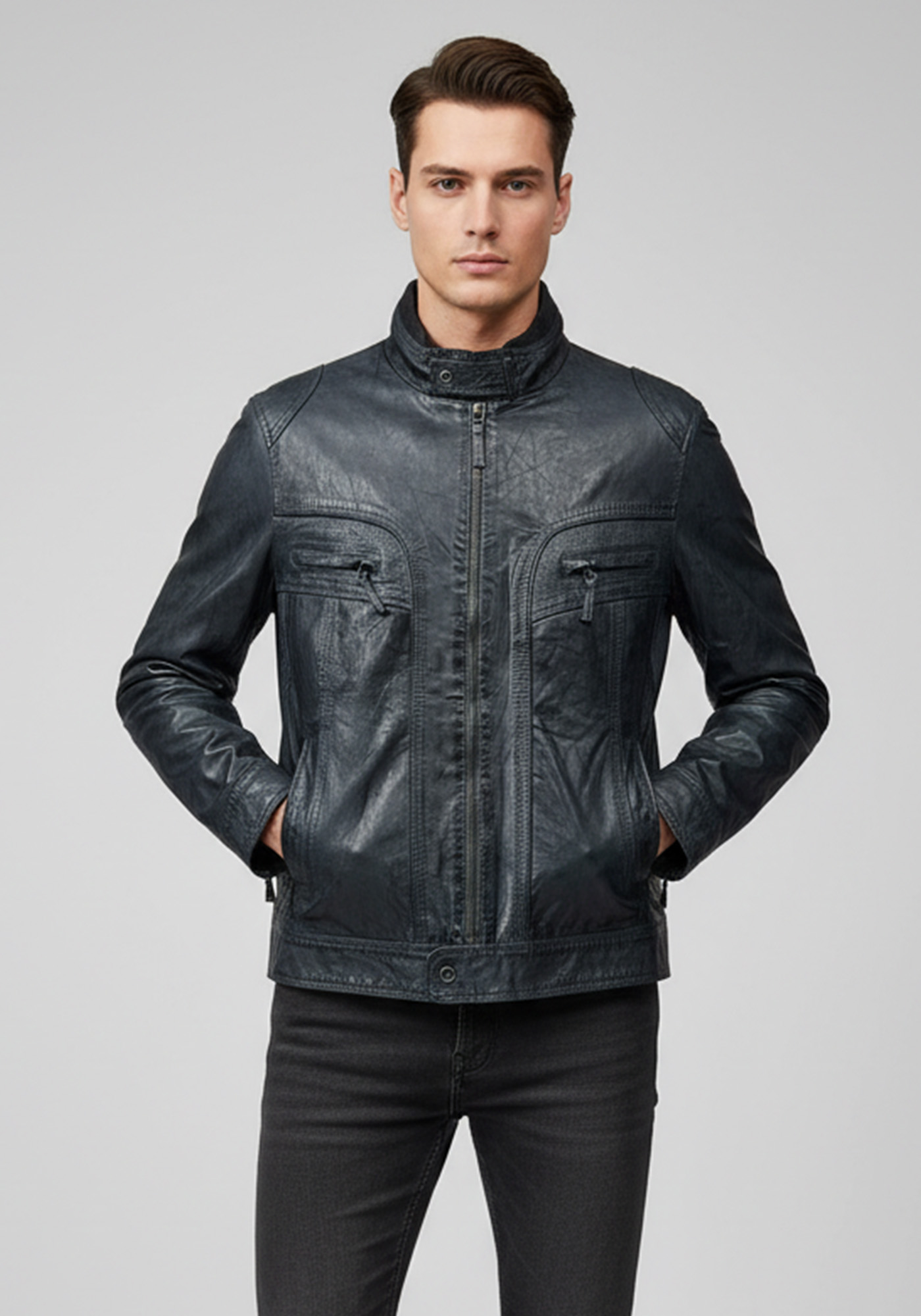 Buxter Δερμάτινο Bomber της σειράς Ismir-A - 20725 2741 Midnight Blue