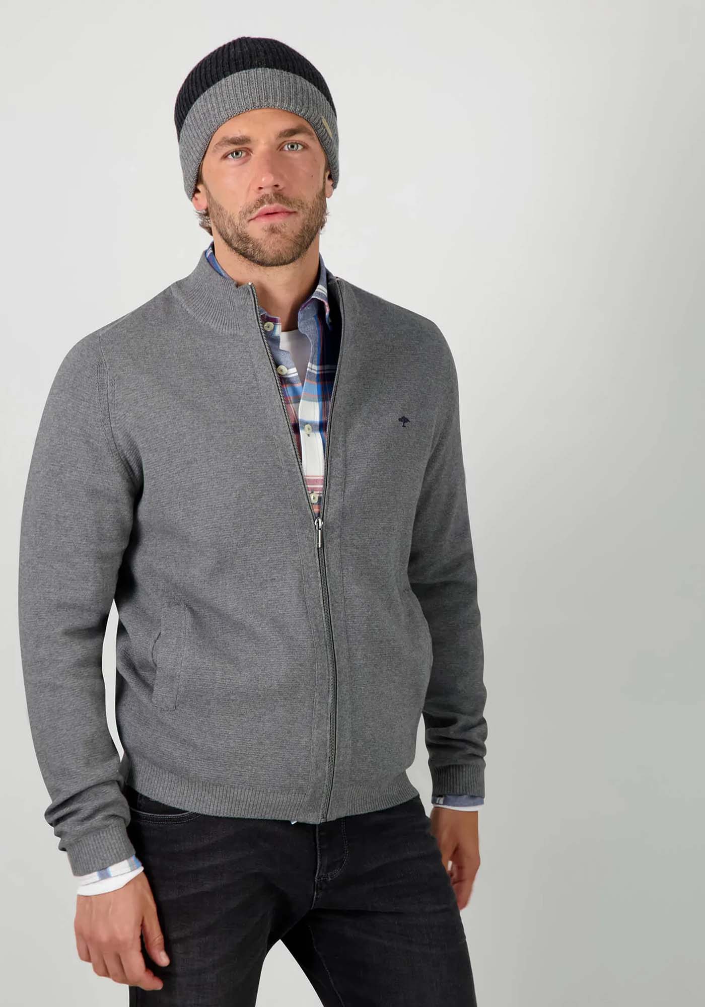 Fynch Hatton Ζακέτα της σειράς Cardigan Zip - 1207 602 936 Steel