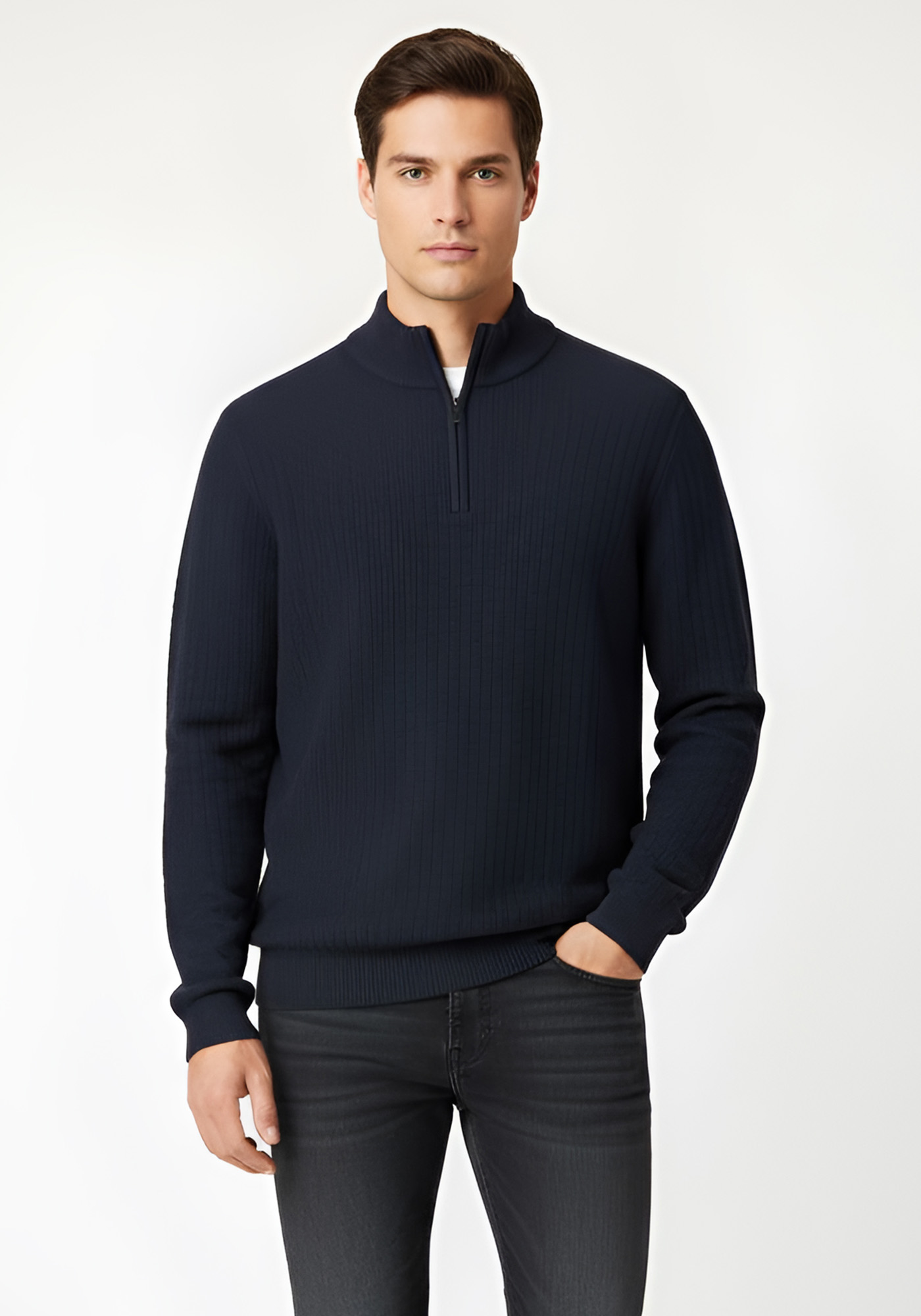 Fynch Hatton Pullover της σειράς Zip Troyer - 1508 644 690 Navy
