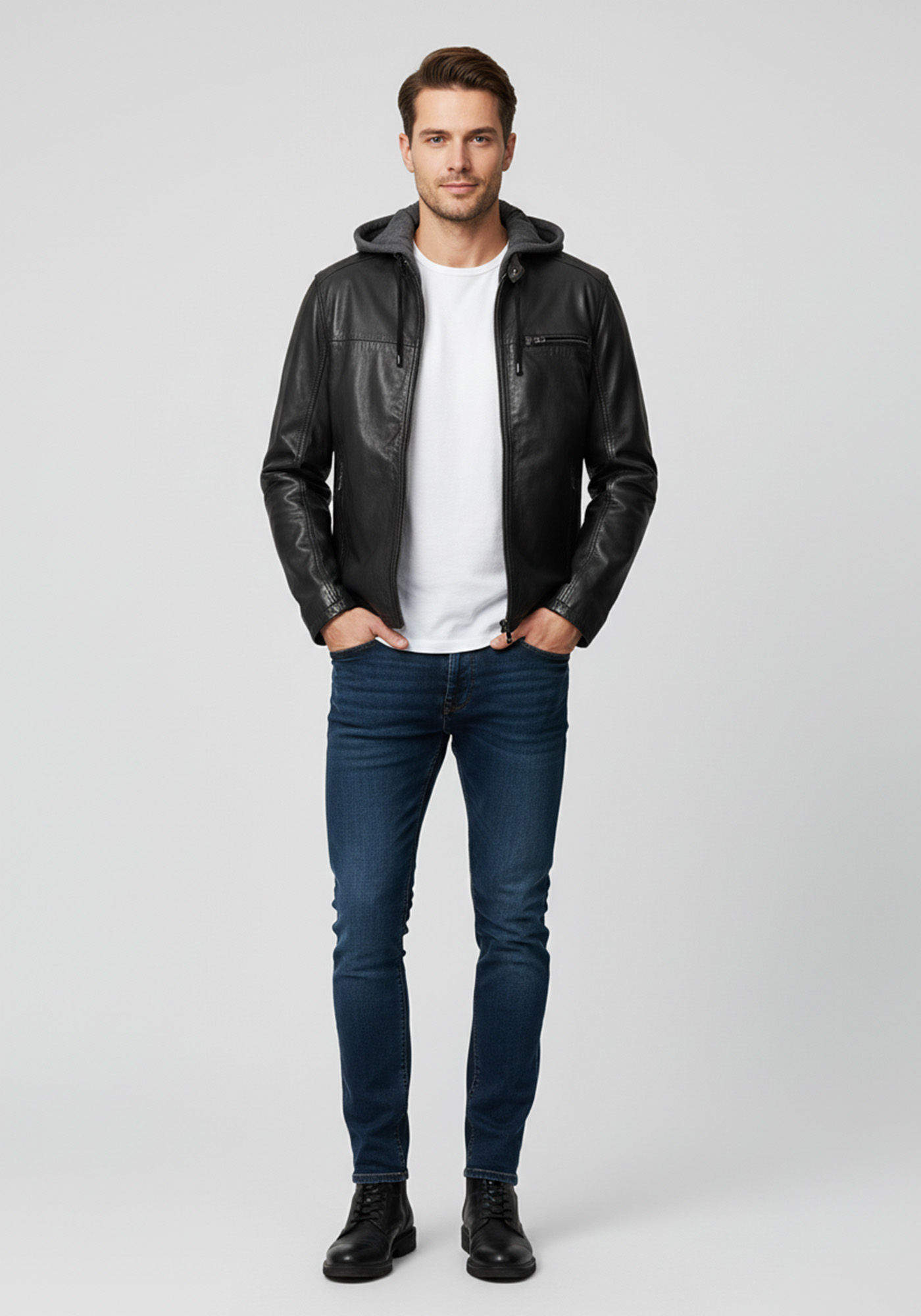 Daniel Hechter Δερμάτινο Jacket της σειράς Blouson - 55305 122428 990 Black