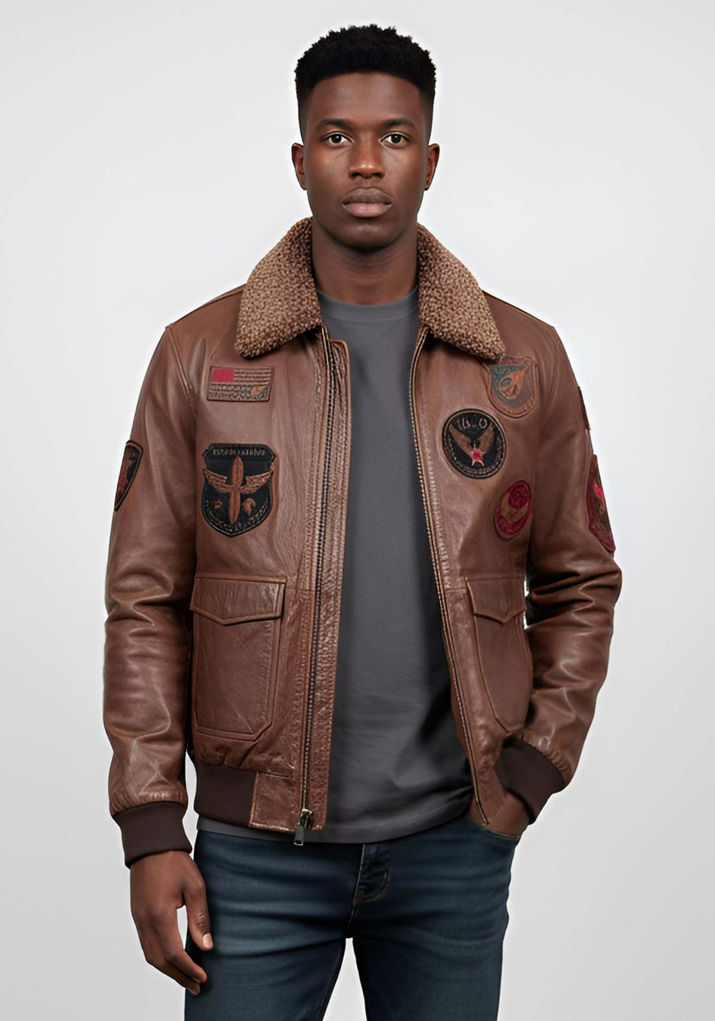 David Moor David Moor Δερμάτινο Flying jacket της σειράς Jeremy - 71301 32561 Brown