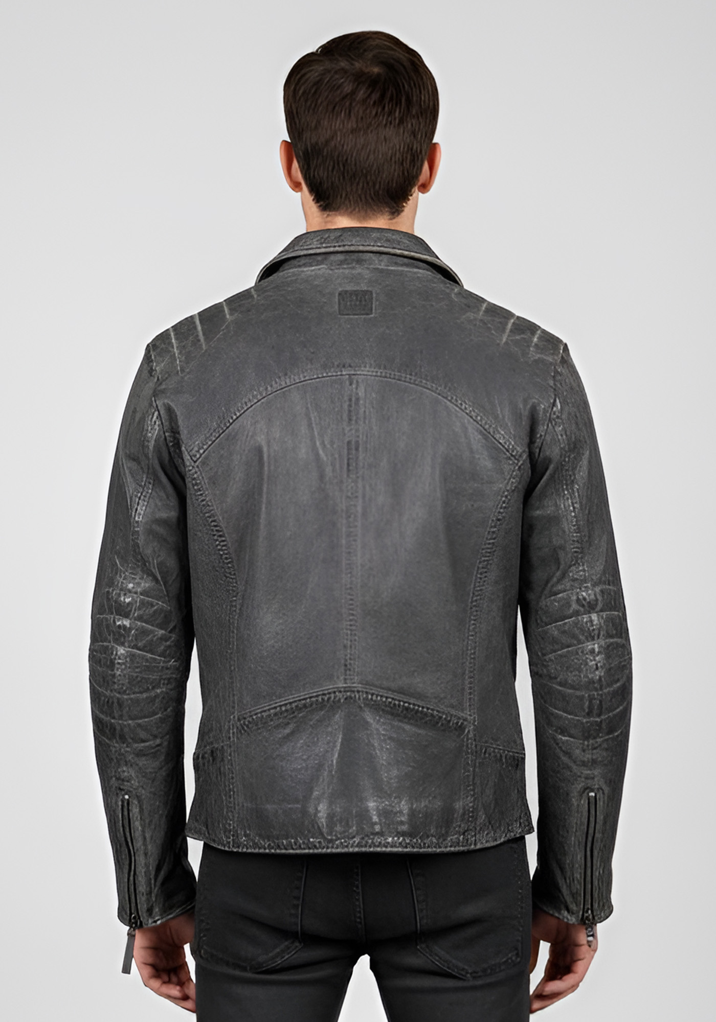 David Moor Δερμάτινο Μπουφάν της σειράς Freaky Nation - FRKNTN T18 Washed Grey φωτογραφία