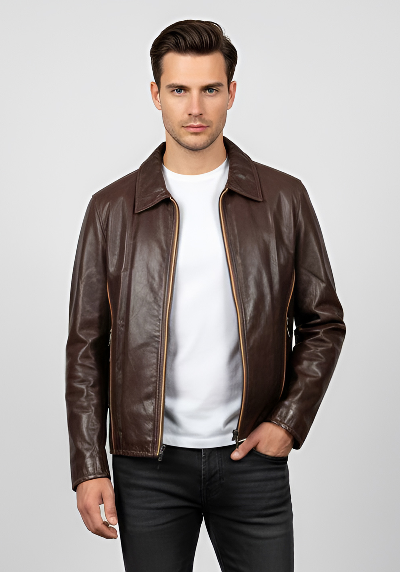 David Moor David Moor Δερμάτινο Μπουφάν της σειράς Trrapper - Bosse CCA Dark Brown