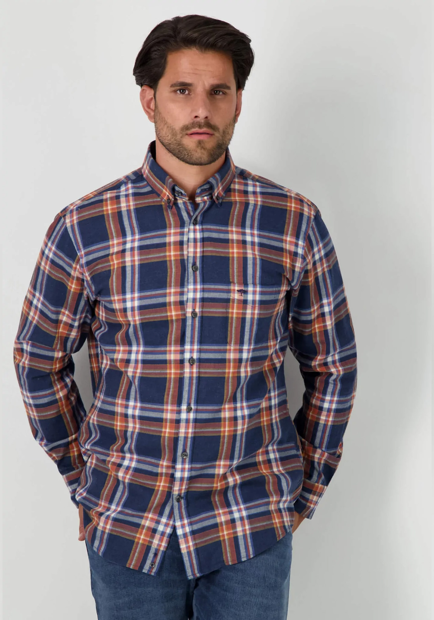 Fynch Hatton Πουκάμισο της σειράς Flannel - 1213 6020 6020 Navy Check