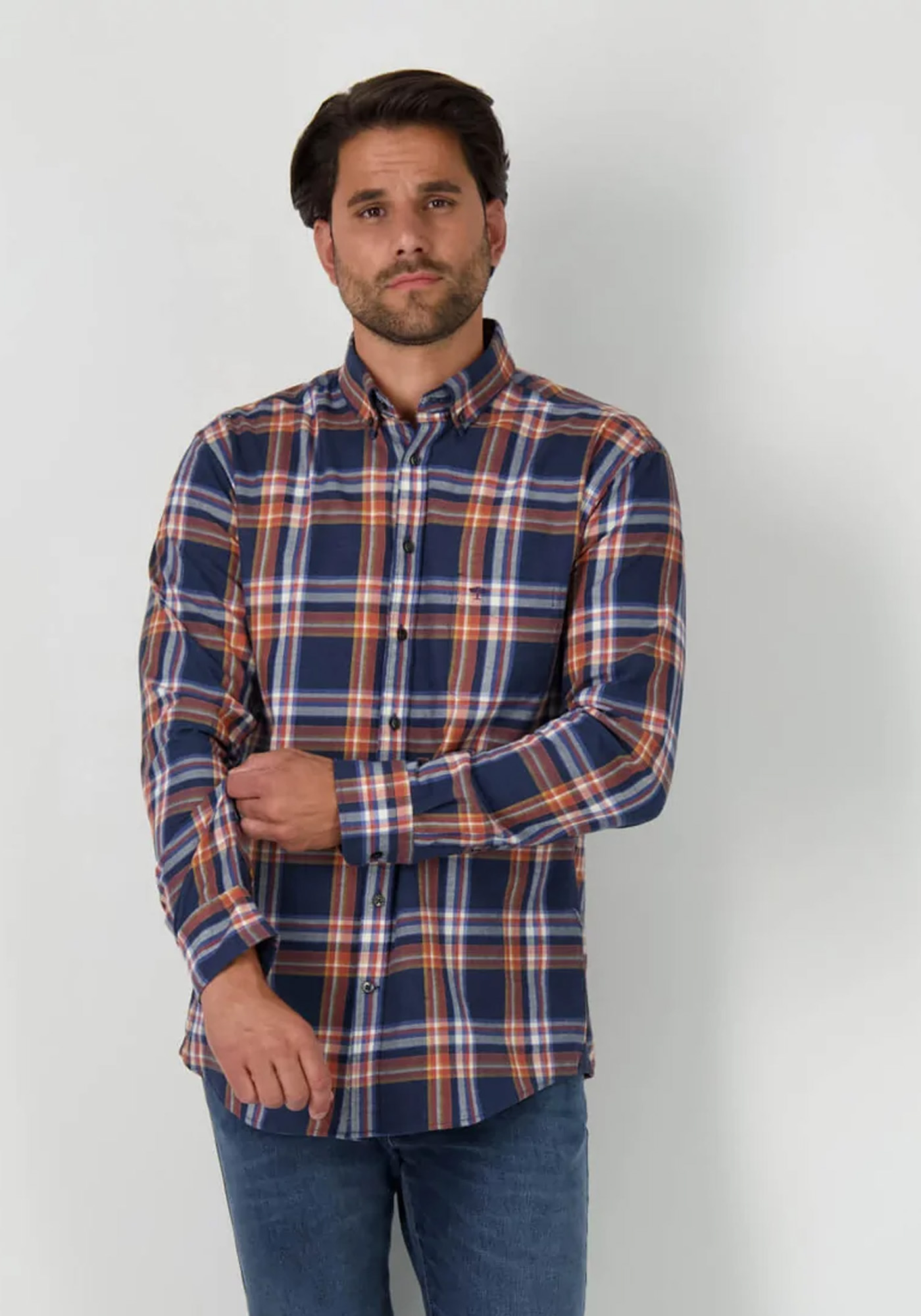 Fynch Hatton Πουκάμισο της σειράς Flannel - 1213 6020 6020 Navy Check φωτογραφία