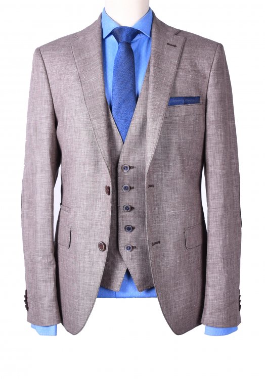 Fragosto Σακάκι Blazer της σειράς Micro - 3591 Sand