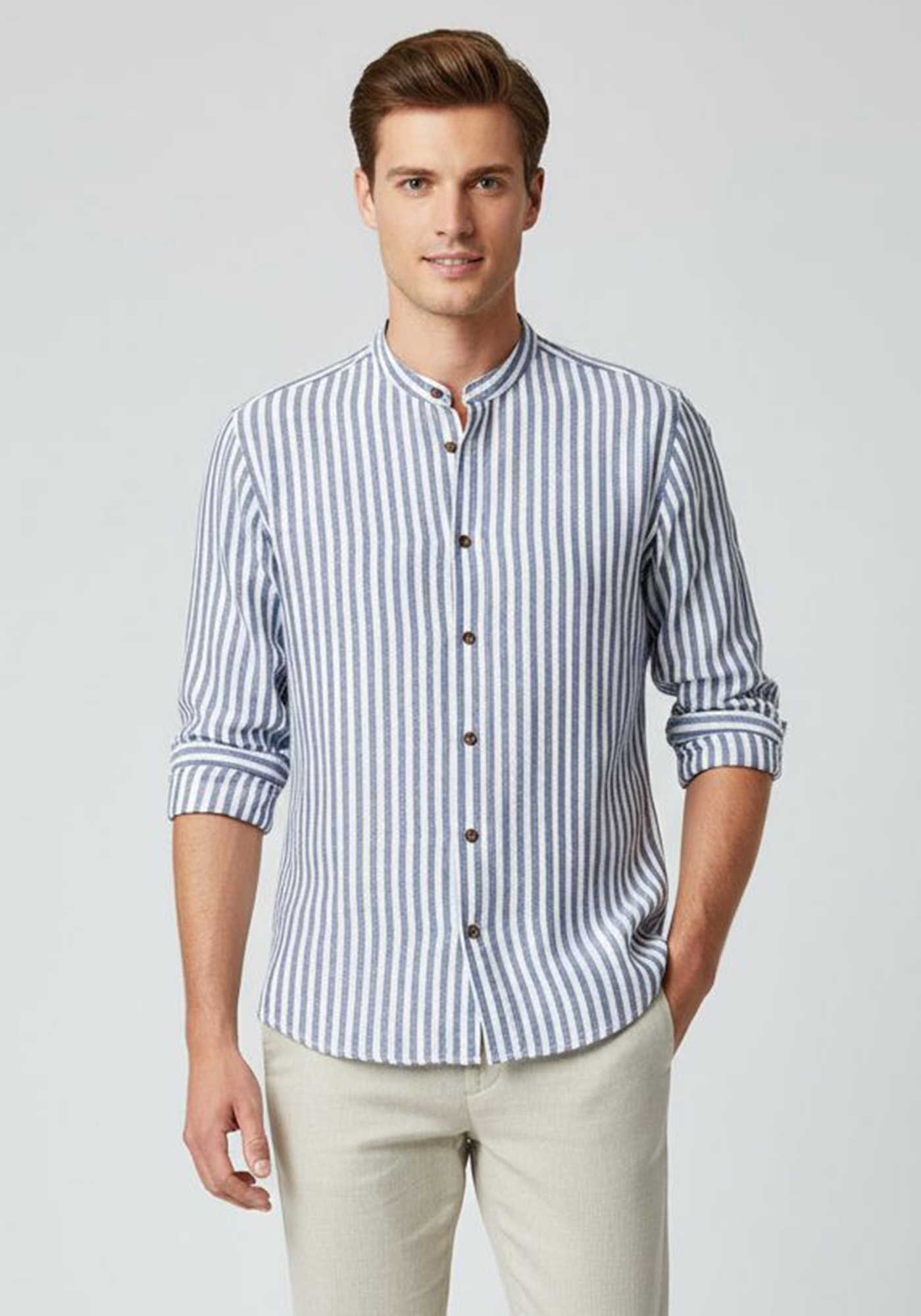 Fragosto Λινό Πουκάμισο της σειράς Exclusive - FRE01S22M 002 Blue