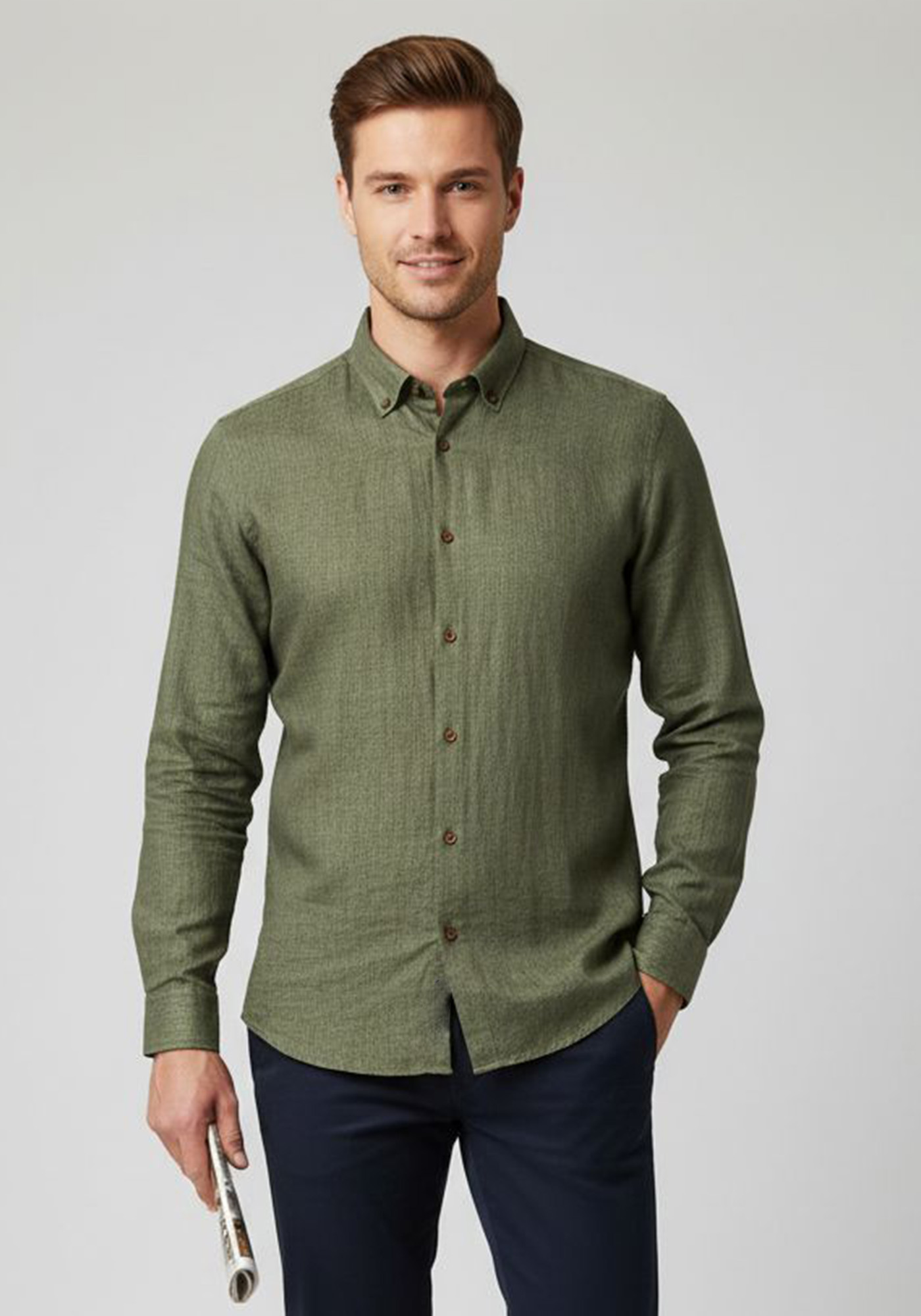 Fragosto Λινό Πουκάμισο της σειράς Exclusive - FRE03S22C 006 Khaki