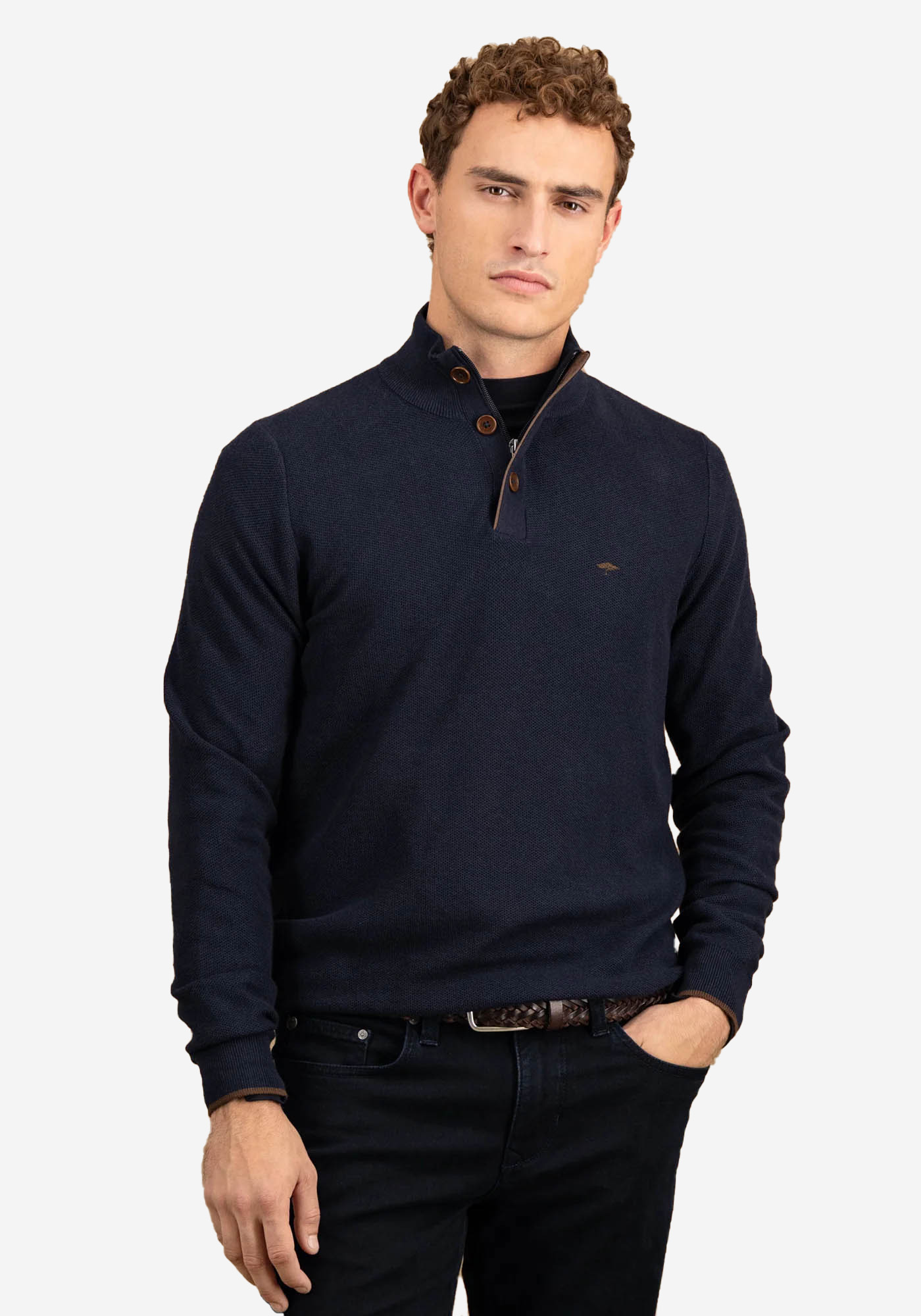 Fynch Hatton Pullover της σειράς Button Troyer - 1514 219 690 Navy