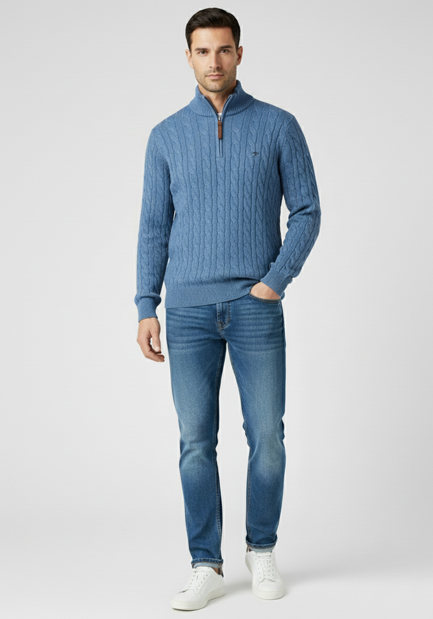 Fynch Hatton Pullover της σειράς Cable - 1509 207 604 Crystal Blue φωτογραφία