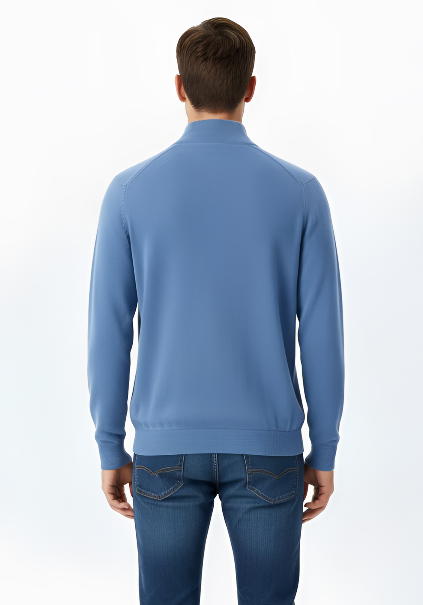 Fynch Hatton Pullover της σειράς Zip Troyer - 1509 203 604 Crystal Blue