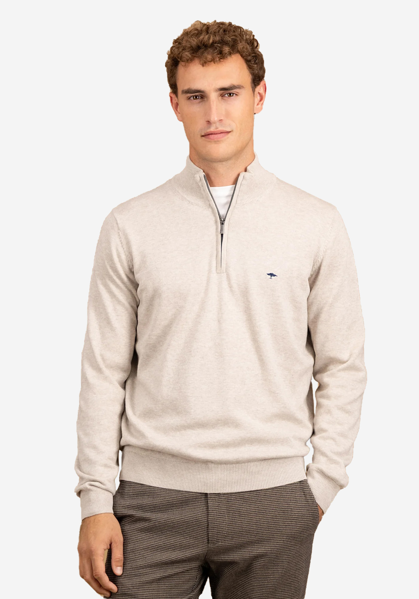 Fynch Hatton Pullover της σειράς Zip Troyer - 1514 215 826 Winter White