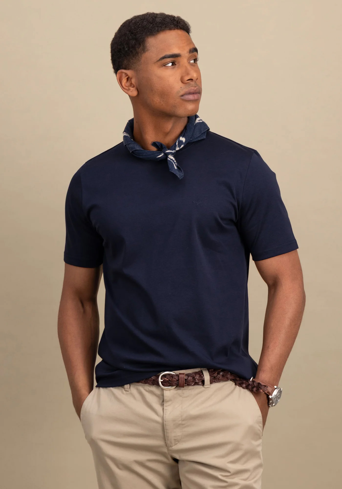 Fynch Hatton T Shirt της σειράς Mercerized - 1504 1322 685 Navy