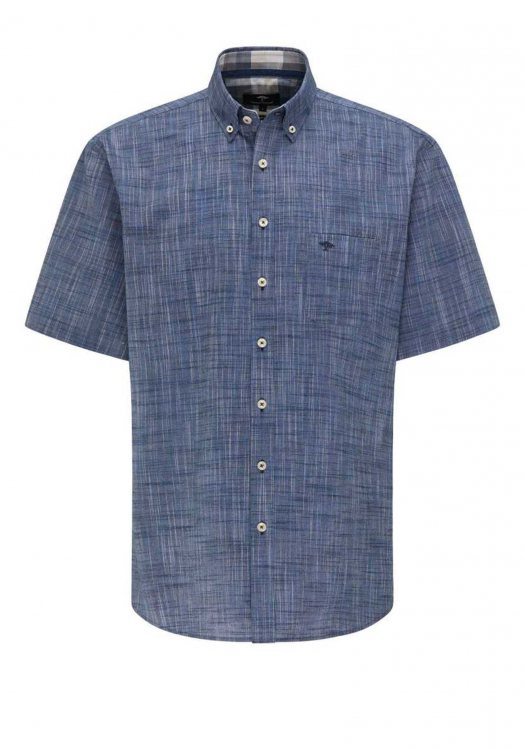 Fynch Hatton Κοντομάνικο Πουκάμισο της σειράς Lightweight Structure - 1121 8071 8074 Solid Navy φωτογραφία