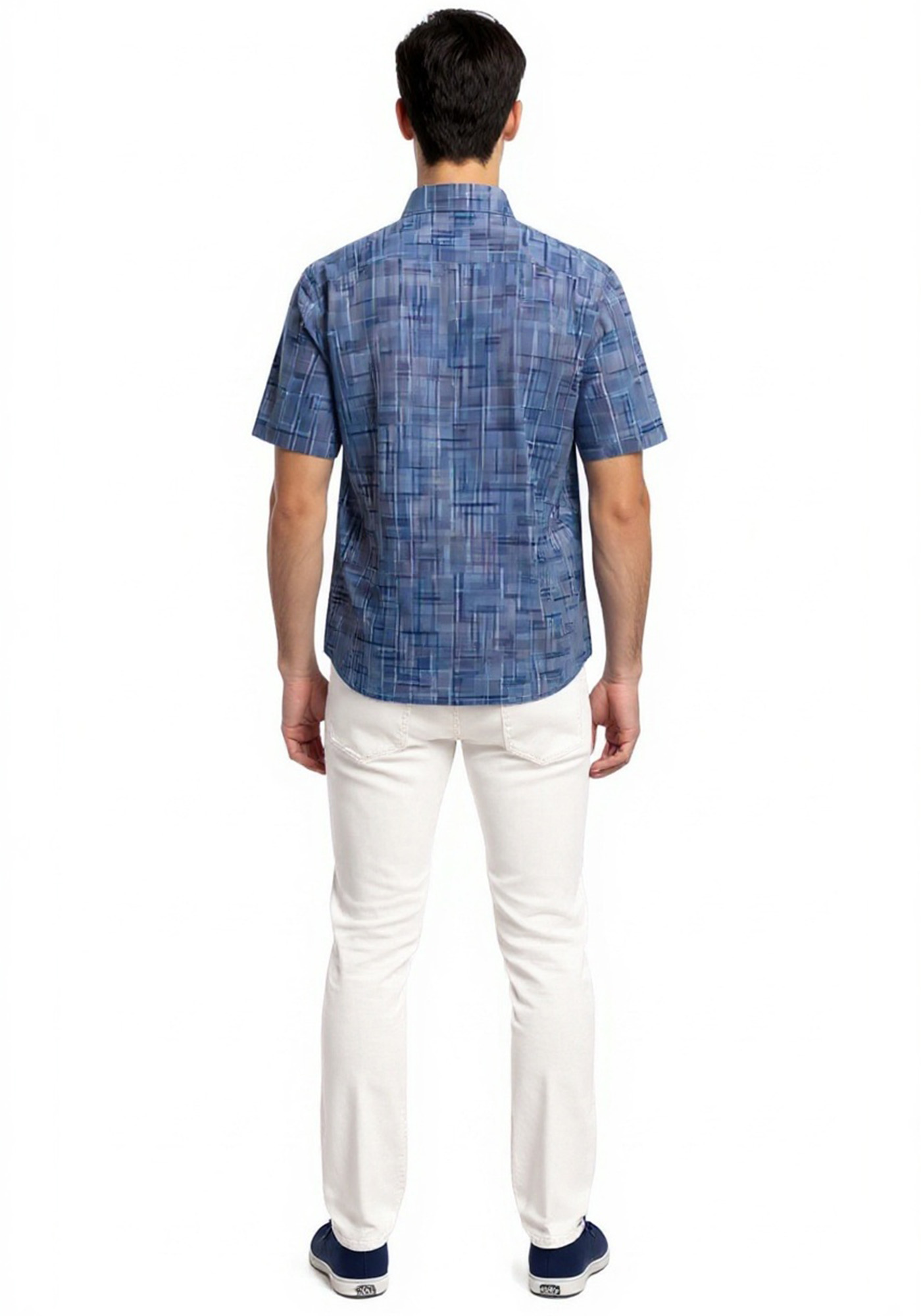 Fynch Hatton Κοντομάνικο Πουκάμισο της σειράς Lightweight Structure - 1121 8071 8074 Solid Navy φωτογραφία