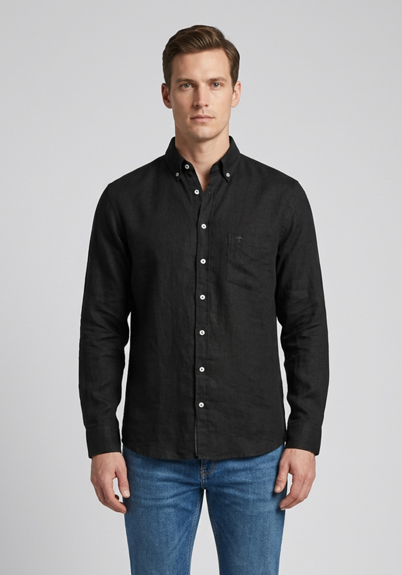 Fynch Hatton Πουκάμισο Linen - 1613 6000 999 Black