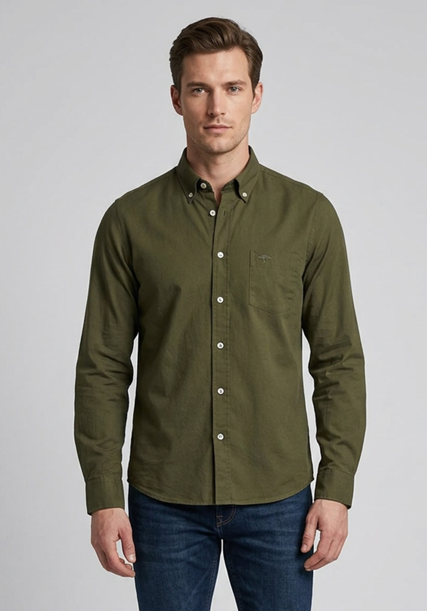 Fynch Hatton Πουκάμισο Poplin - 1613 9010 719 Dark Khaki