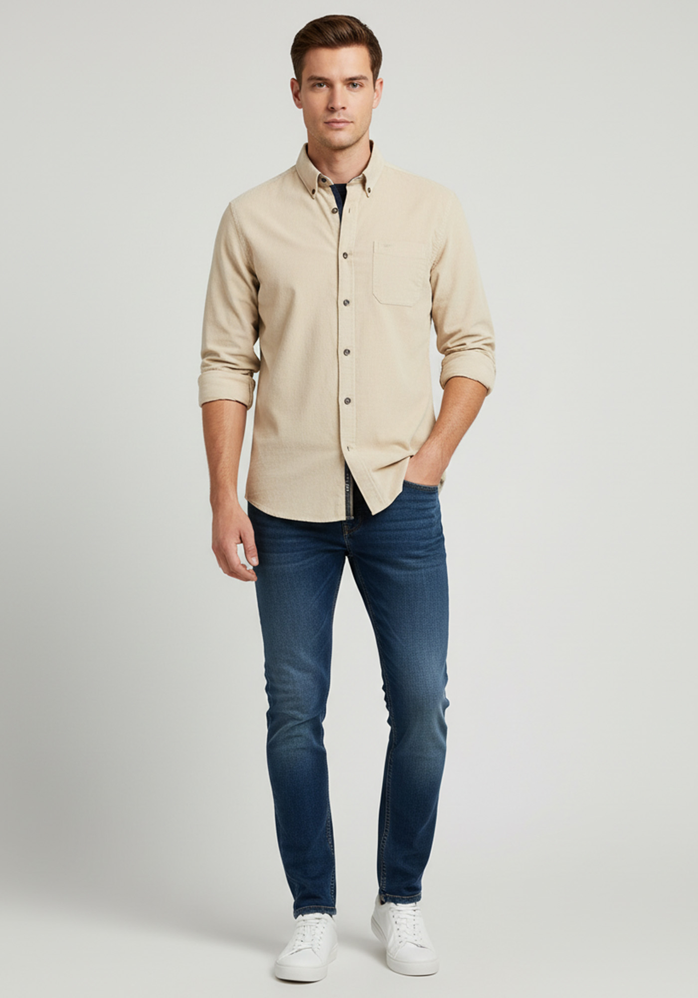 Fynch Hatton Πουκάμισο της σειράς Corduroy - 1509 5570 837 Sand φωτογραφία