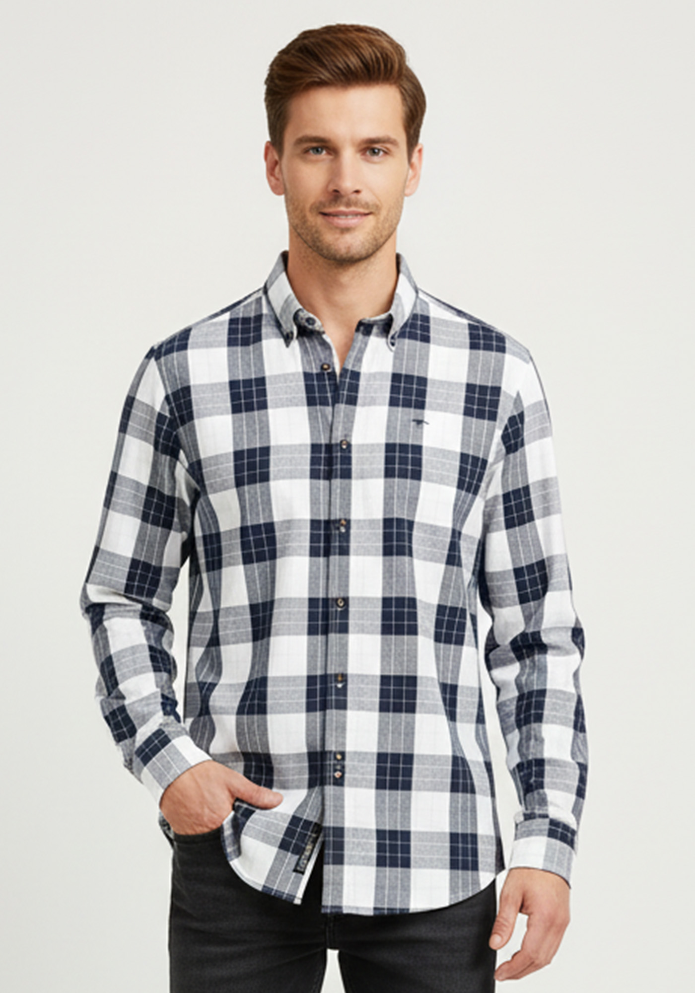 Fynch Hatton Fynch Hatton Πουκάμισο της σειράς Flannel Check - 1510 5663 685 Navy