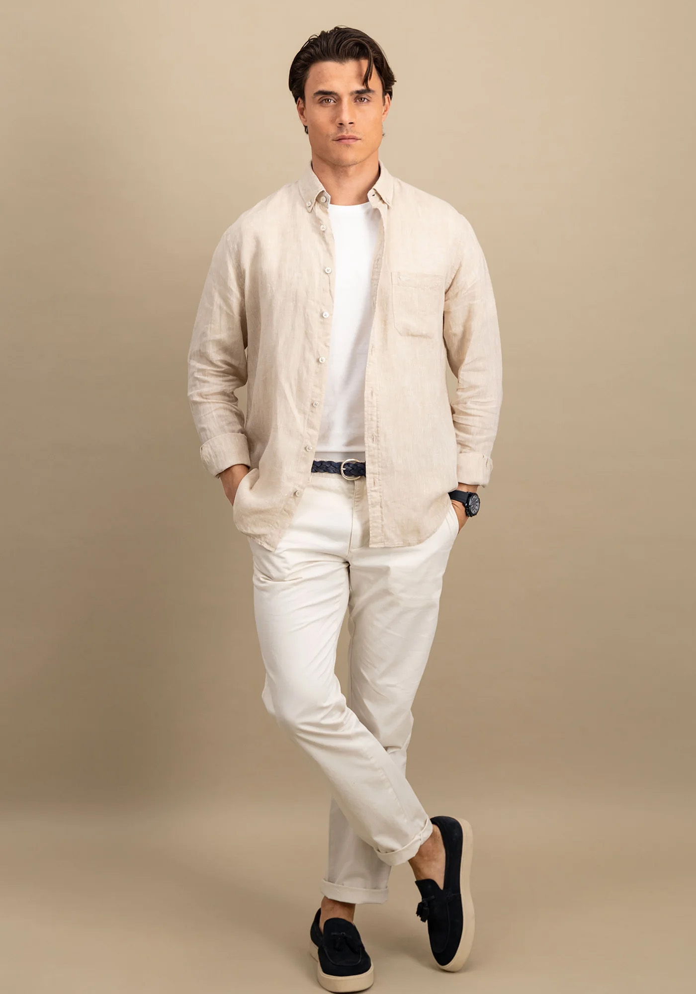 Fynch Hatton Πουκάμισο της σειράς Linen - 1513 6000 837 Sand