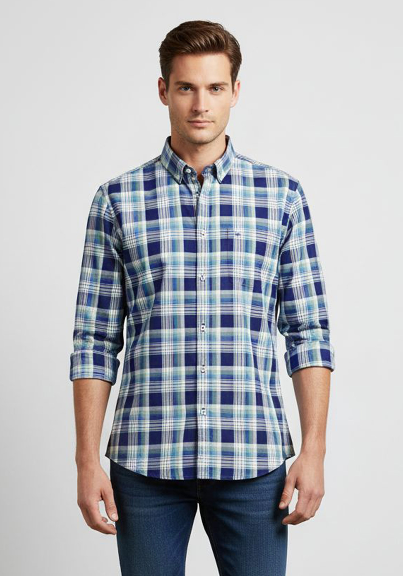 Fynch Hatton Πουκάμισο της σειράς Oxford Check - 1211 5110 5114 Green Combi