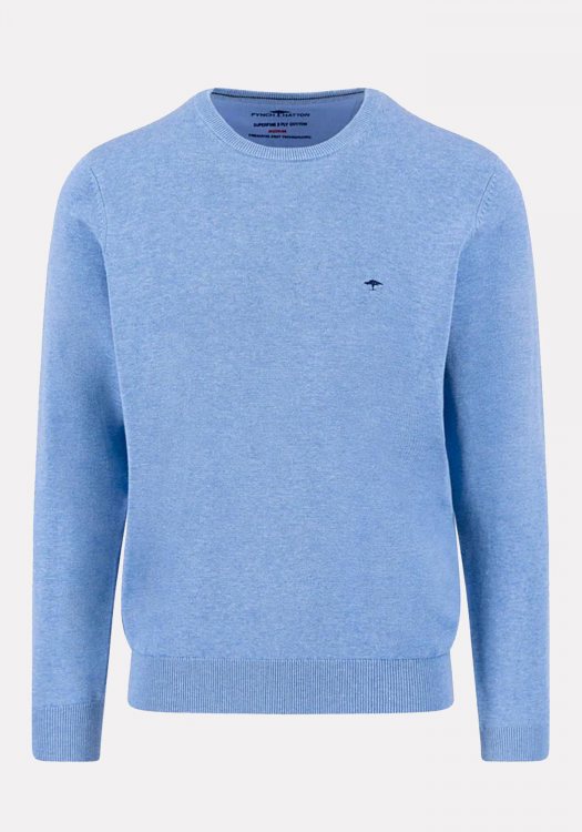 Fynch Hatton Πλεκτή μπλούζα της σειράς Fine Cotton - SFPK210 604 Crystal Blue