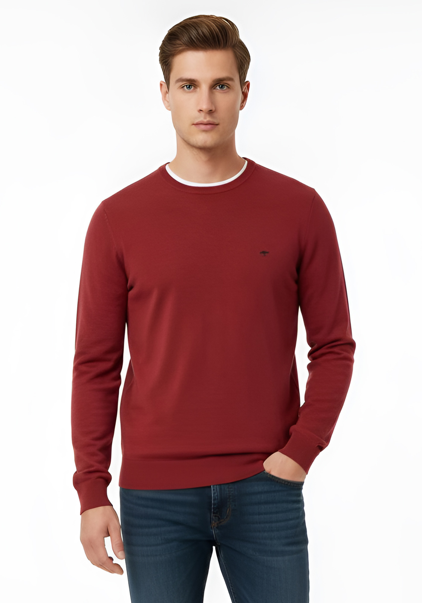 Fynch Hatton Πλεκτή μπλούζα της σειράς Superfine Cotton - 1514 210 367 Garnet Red