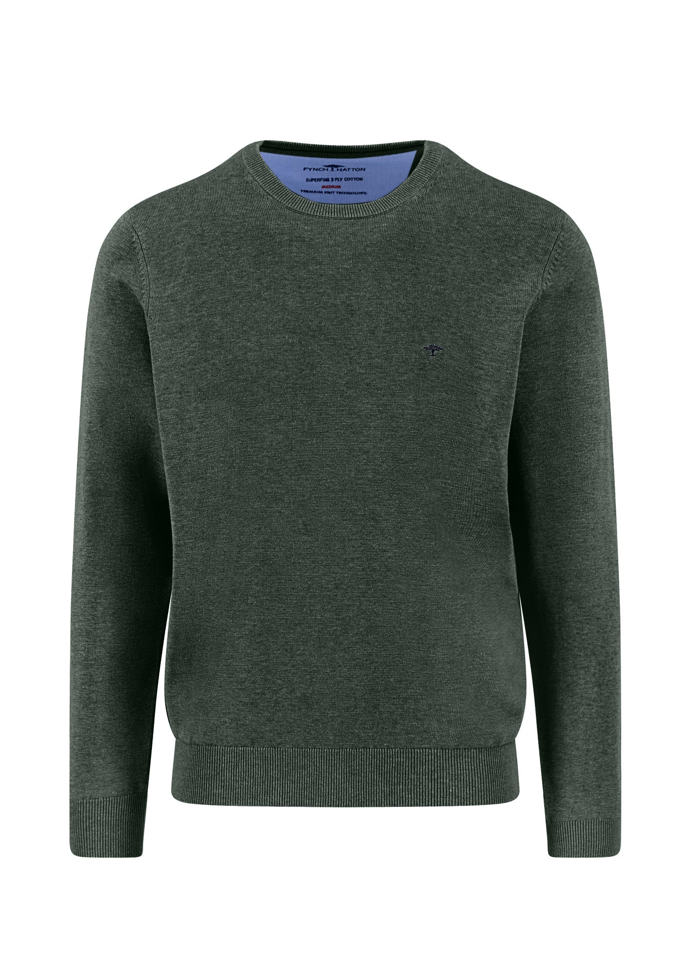 Fynch Hatton Πλεκτή μπλούζα της σειράς Superfine Cotton - 1514 210 737 Dark Ivy