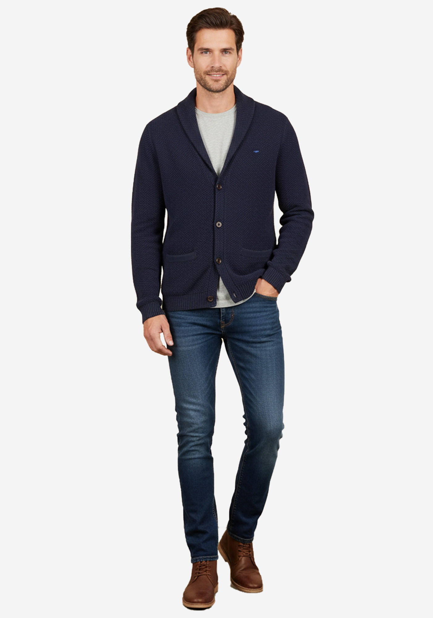 Fynch Hatton Πλεκτή ζακέτα της σειράς Cardigan Zip - 1509 641 690 Navy φωτογραφία