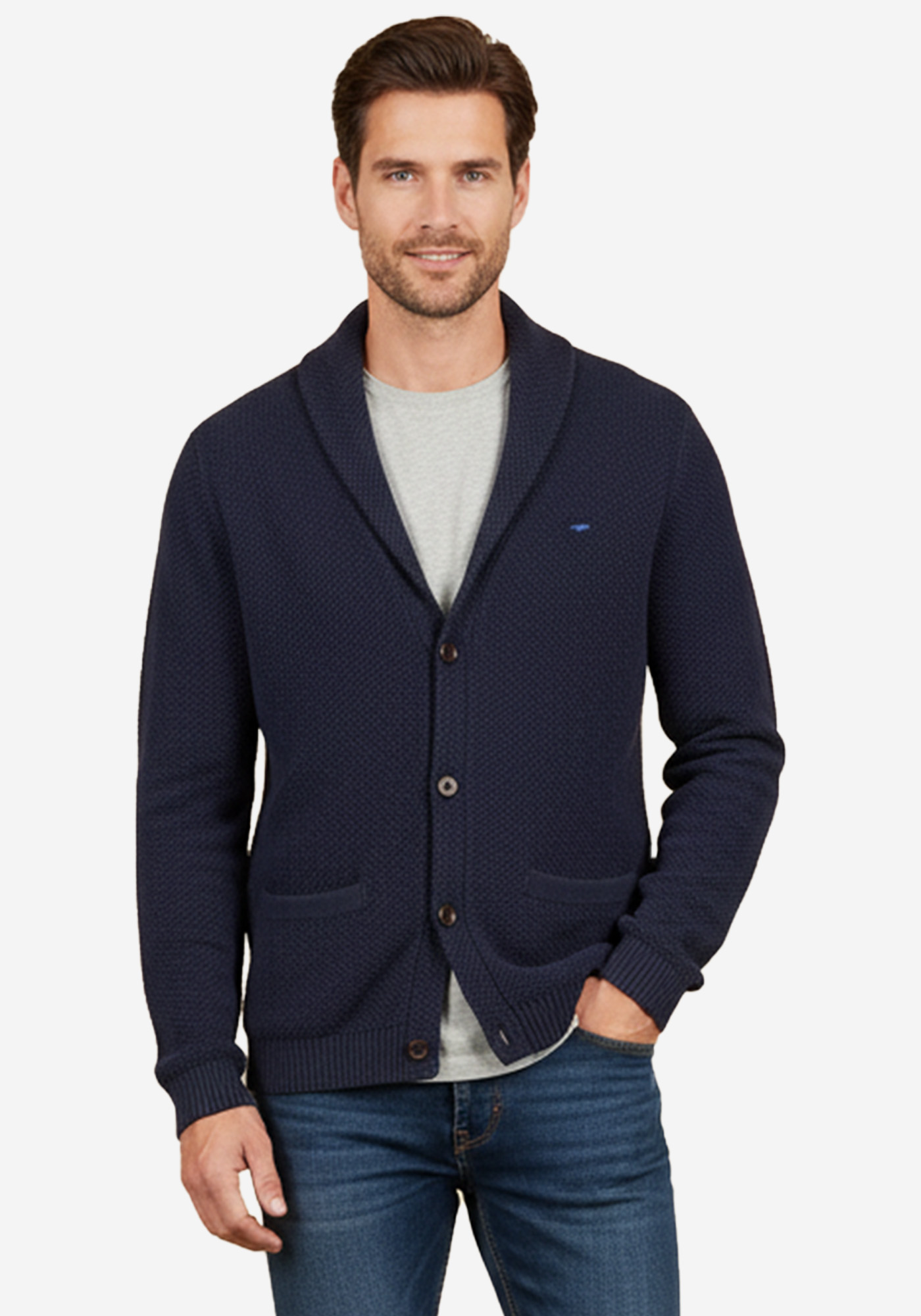 Fynch Hatton Πλεκτή ζακέτα της σειράς Cardigan Zip - 1509 641 690 Navy