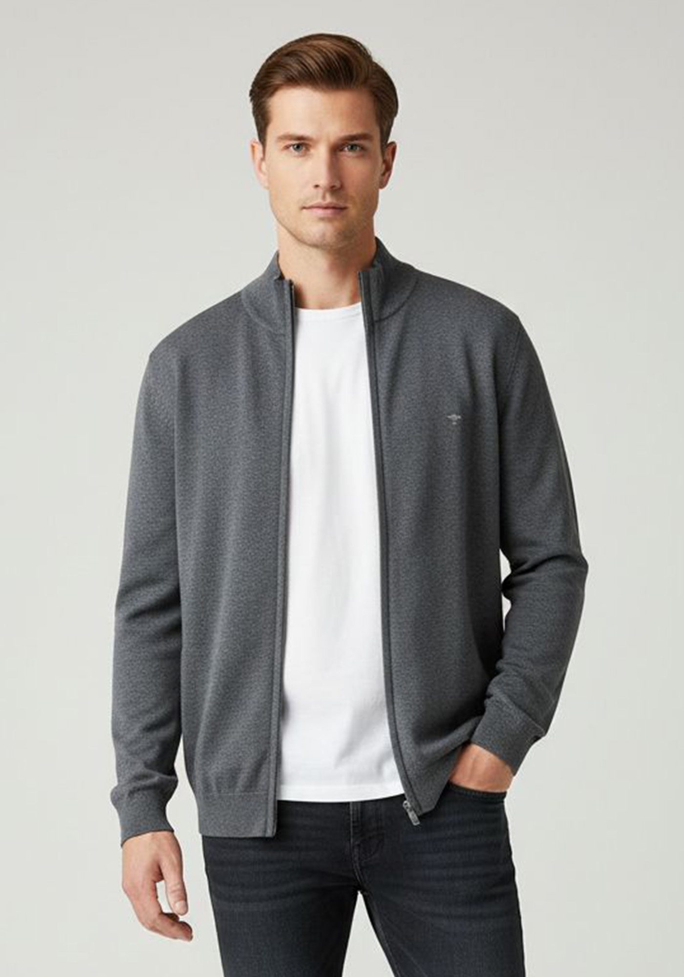 Fynch Hatton Ζακέτα της σειράς Cardigan Zip - 1121 212 971 Ashgrey