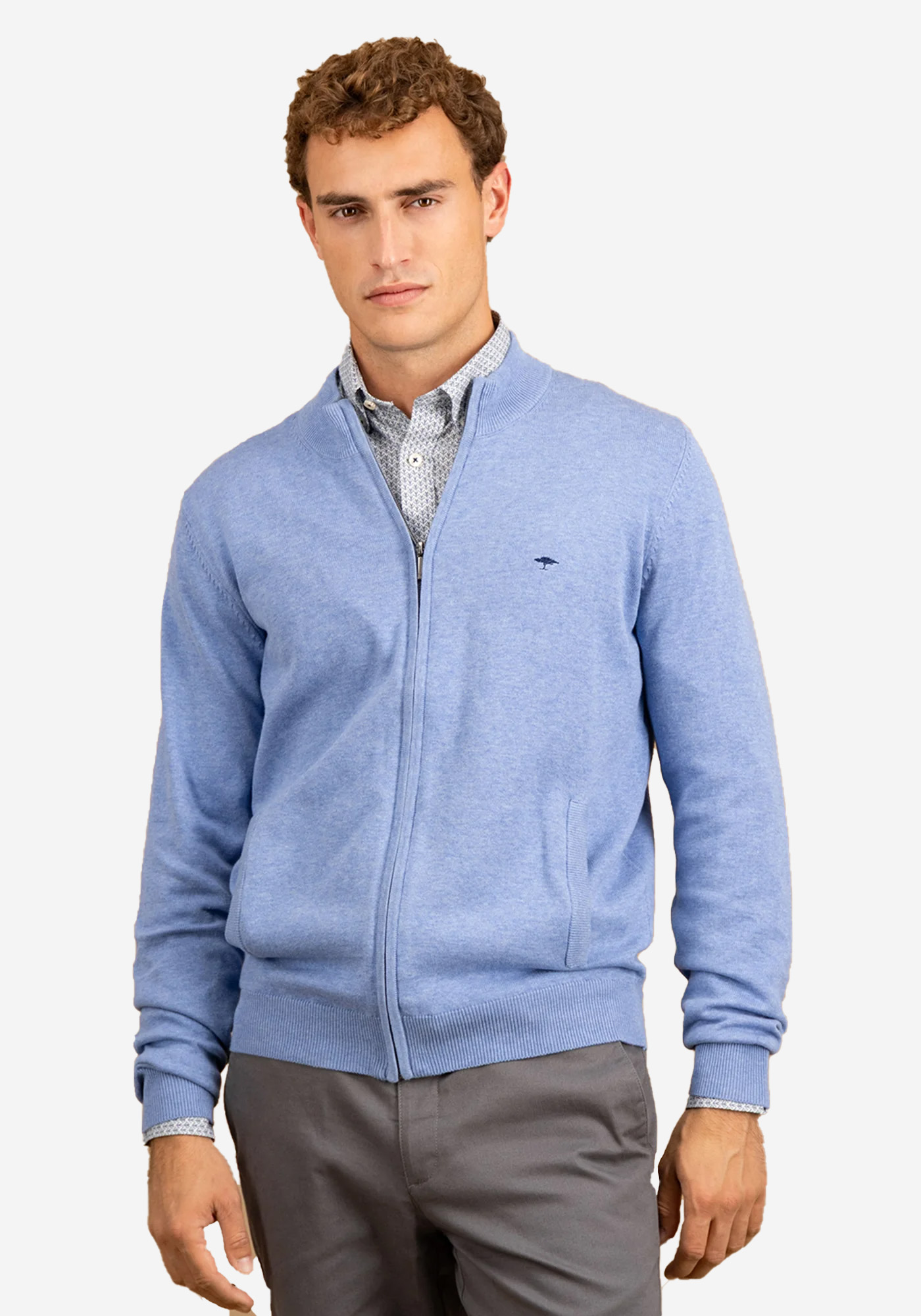 Fynch Hatton Ζακέτα της σειράς Cardigan Zip - 1514 212 604 Crystal Blue