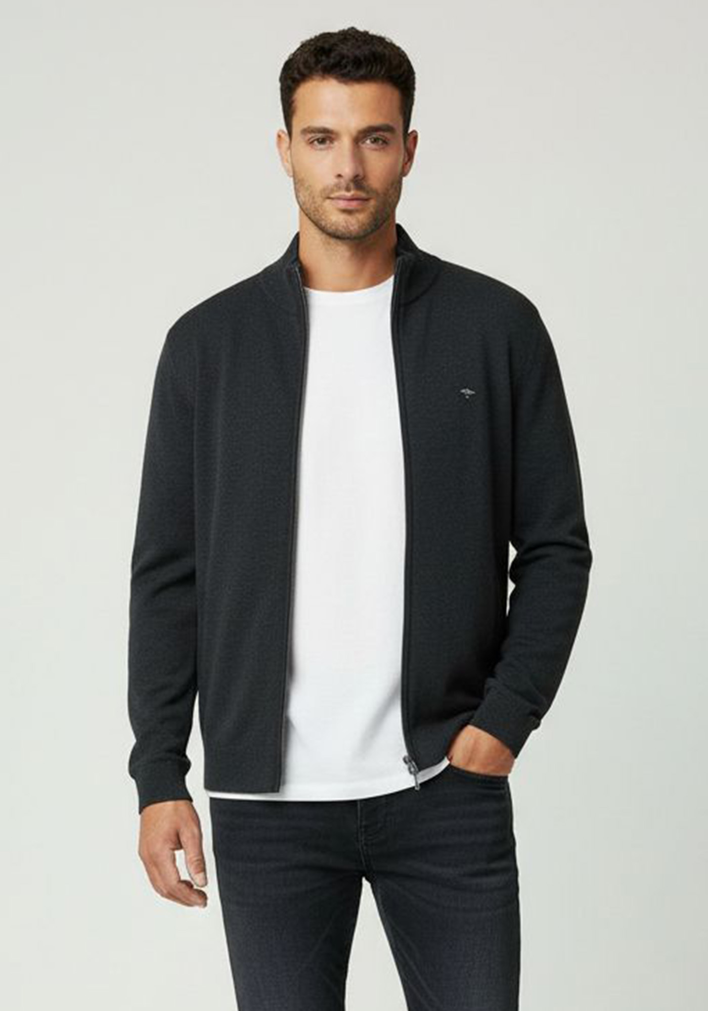 Fynch Hatton Ζακέτα της σειράς Cardigan Zip - SFPK212 998 Charcoal