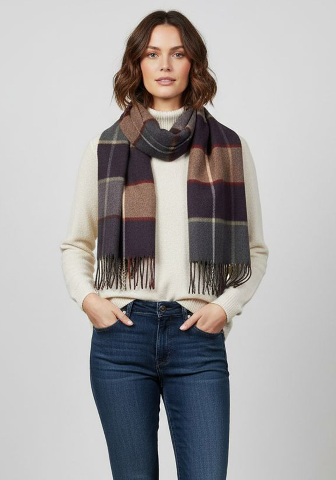 Fynch Hatton Κασκόλ της σειράς Soft Check - 1510 0516 737 Dark Ivy