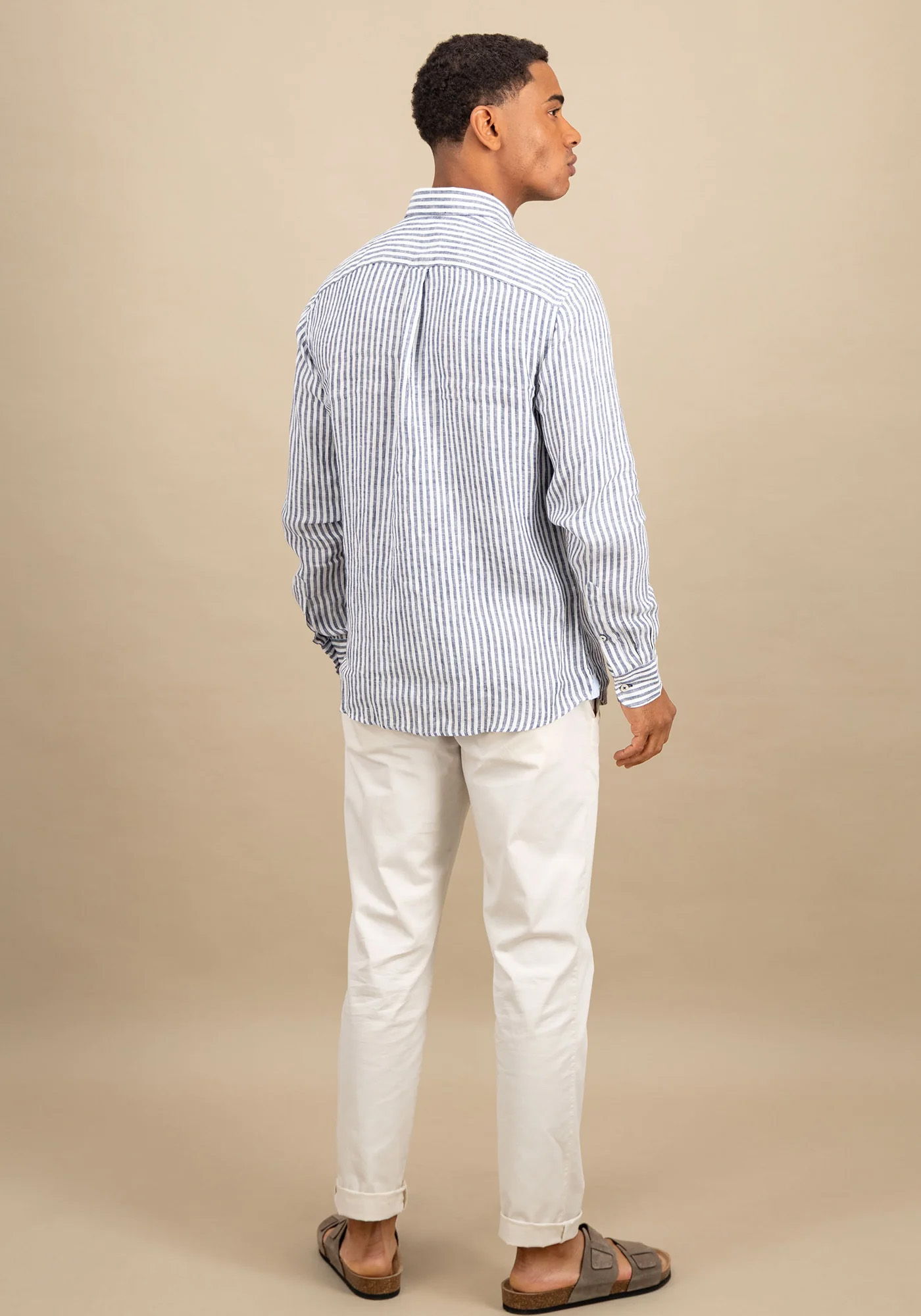 Fynch Hatton Λινό Πουκάμισο της σειράς Striped - 1504 6140 685 Navy