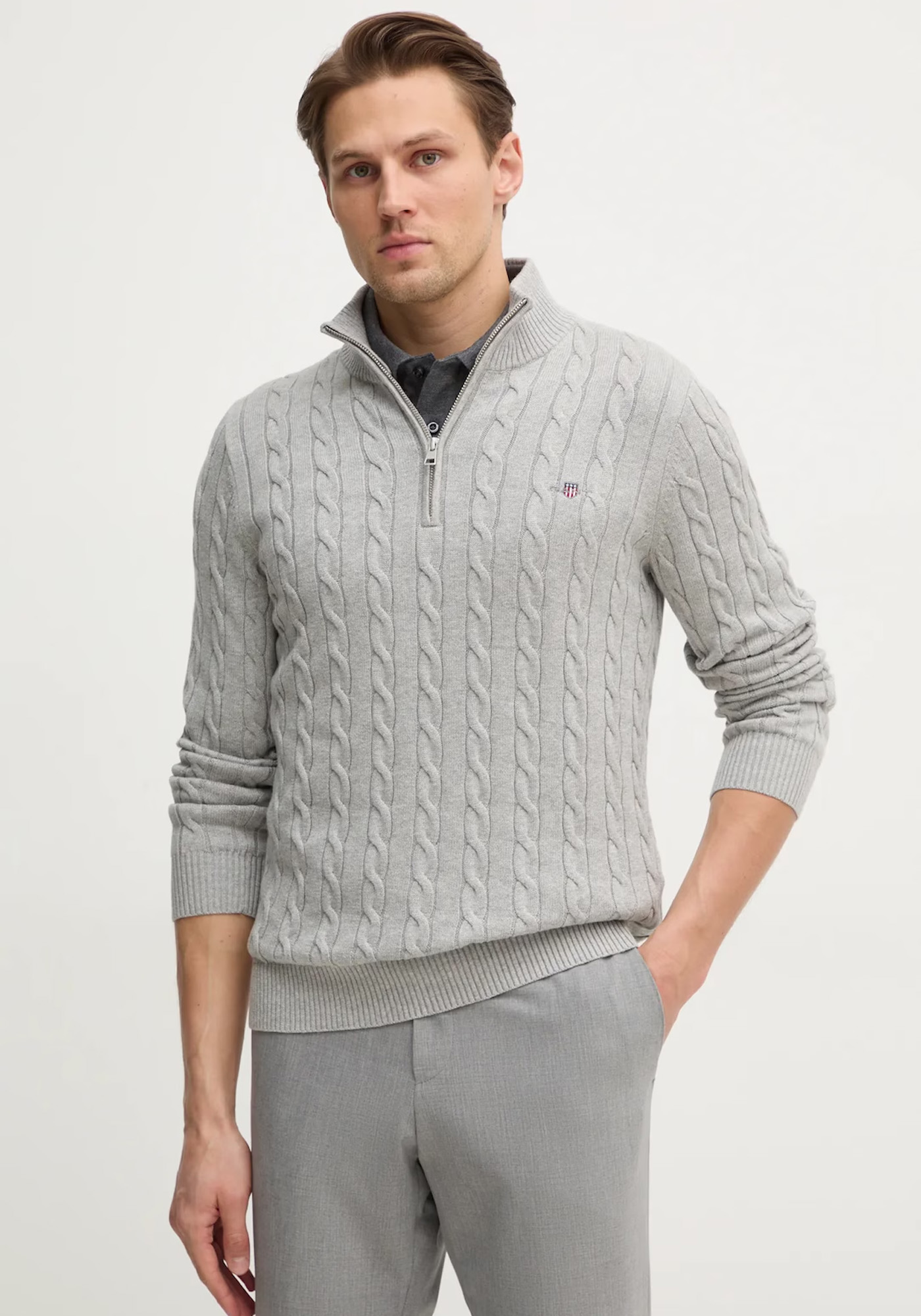 GANT Pullover της σειράς Cable - 8050603 087 Cloud Grey Melange