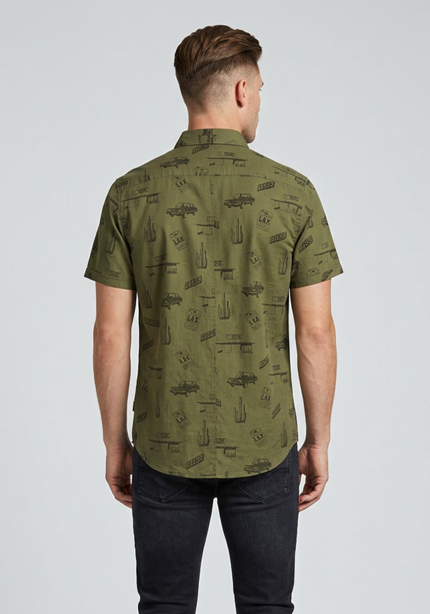 GUESS Πουκάμισο με Allover Print σε Regular γραμμή - M1GH21WDR51 PO88 Khaki