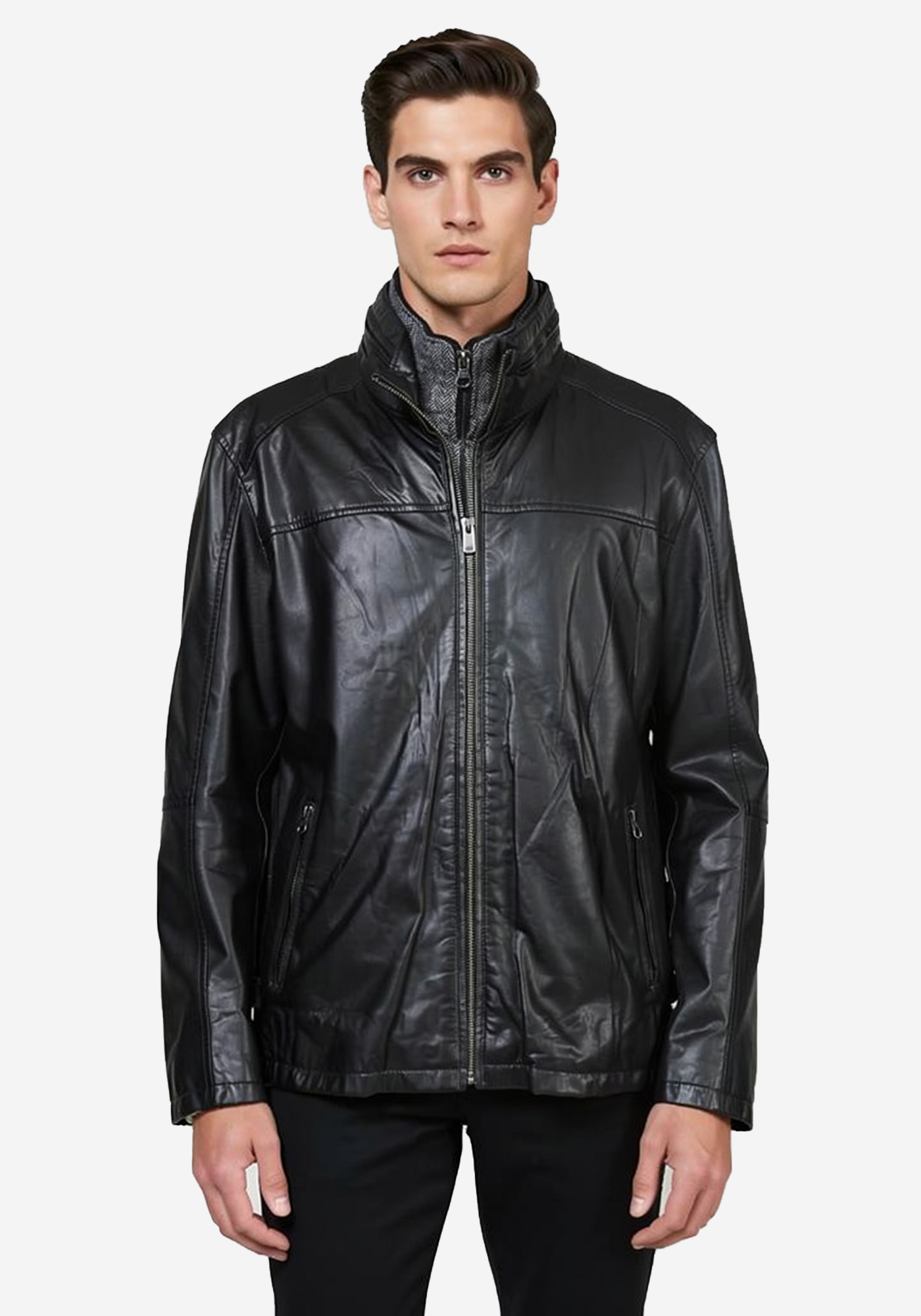 Guy Laroche Δερμάτινο Jacket της σειράς Bomber - GL786 06 Black
