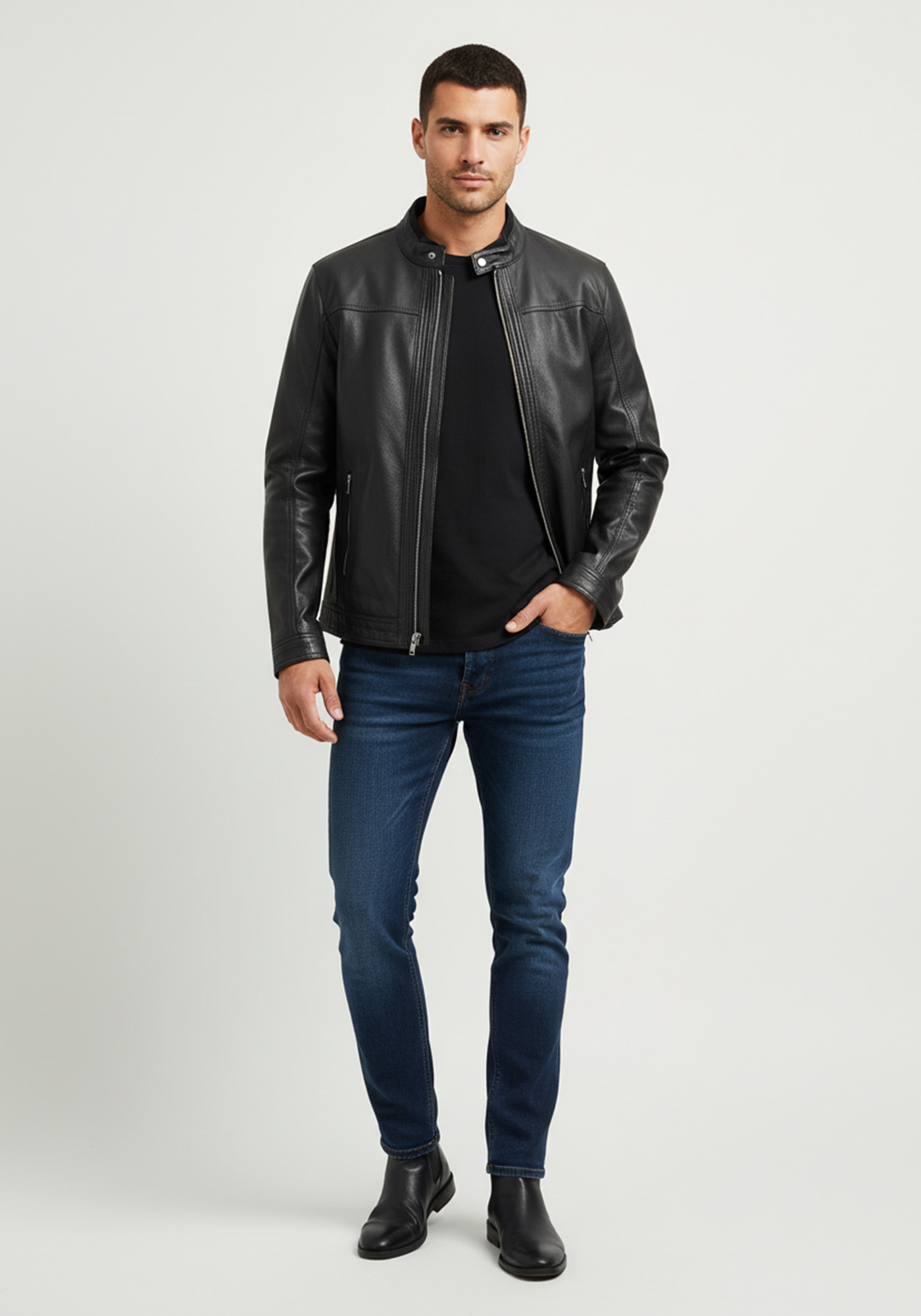Guy Laroche Δερμάτινο Jacket της σειράς Racer - GL263 04 Black φωτογραφία