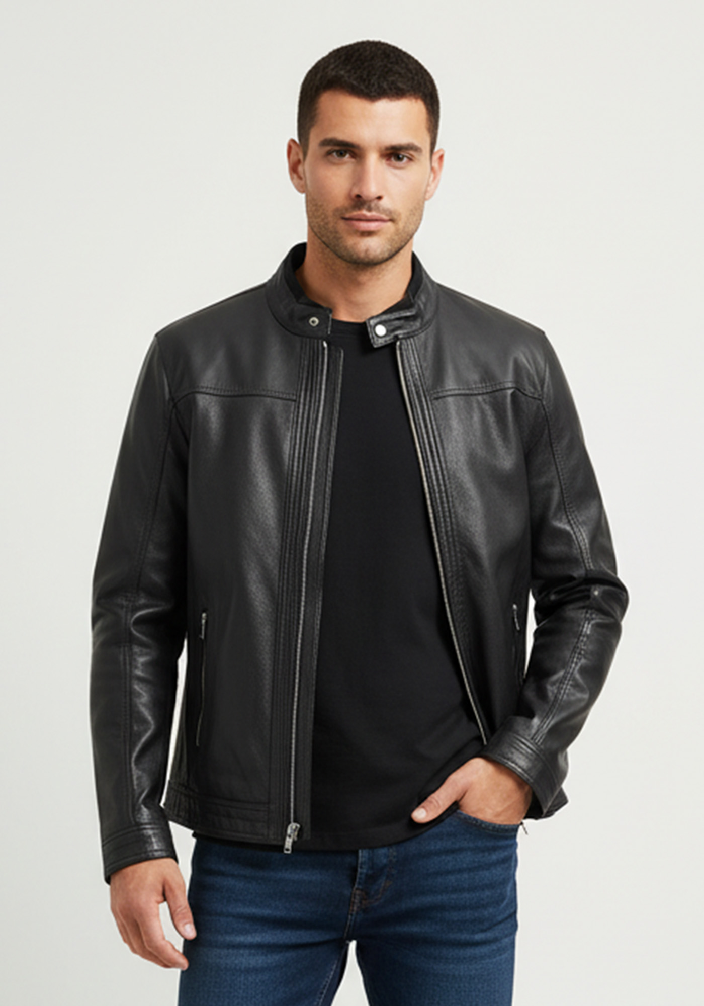 Guy Laroche Δερμάτινο Jacket της σειράς Racer - GL263 04 Black