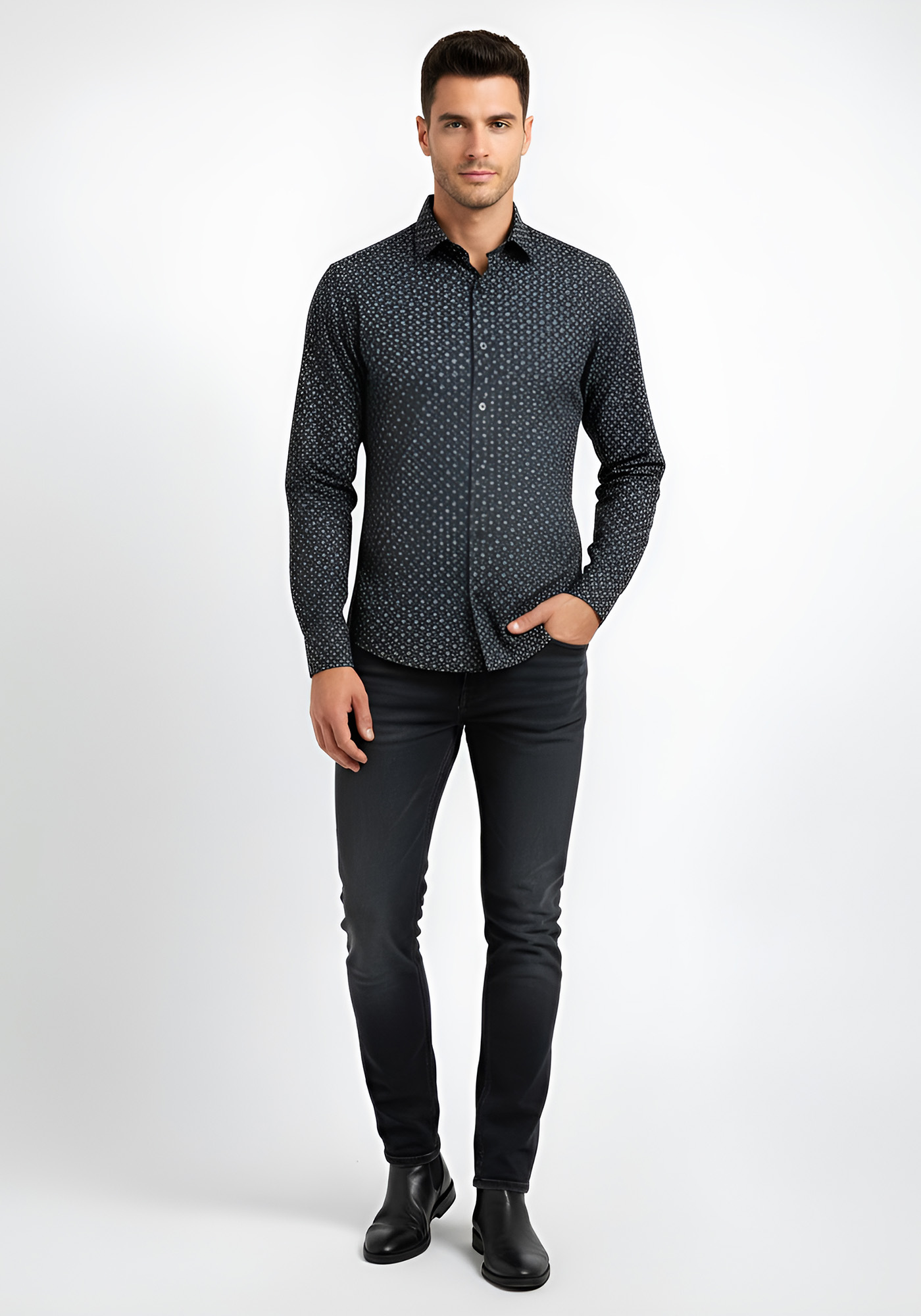 Guy Laroche Πουκάμισο της σειράς Print - GLEW28710/ CL 1 Blue Black