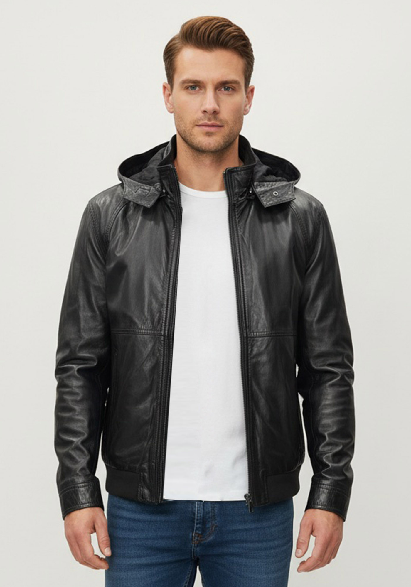 Guy laroche Δερμάτινο Μπουφάν της σειράς Bomber - GL788 03 Black