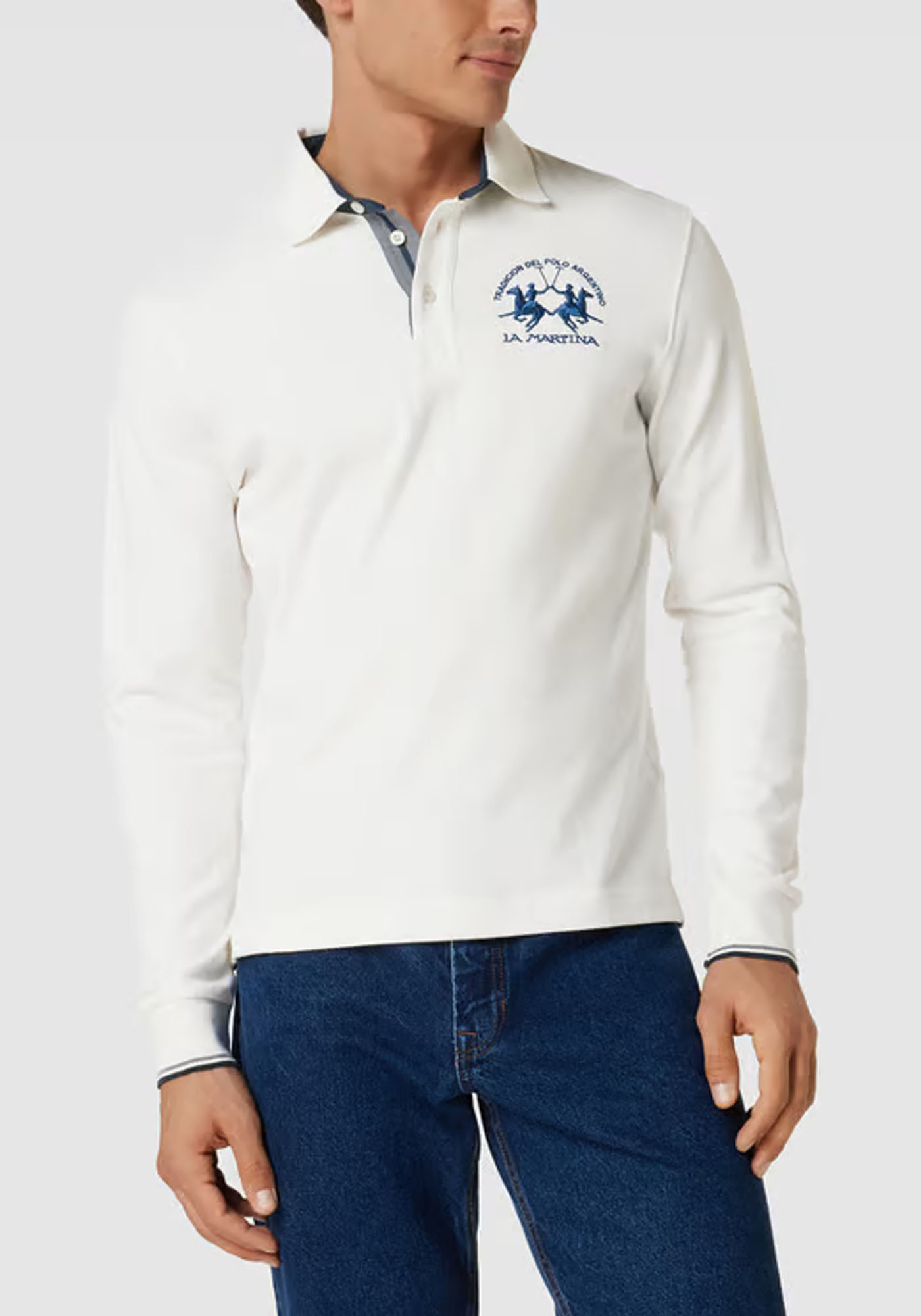 La Martina Polo της σειράς Heavy Jersey - UMP008 JS005 00002 Off White φωτογραφία